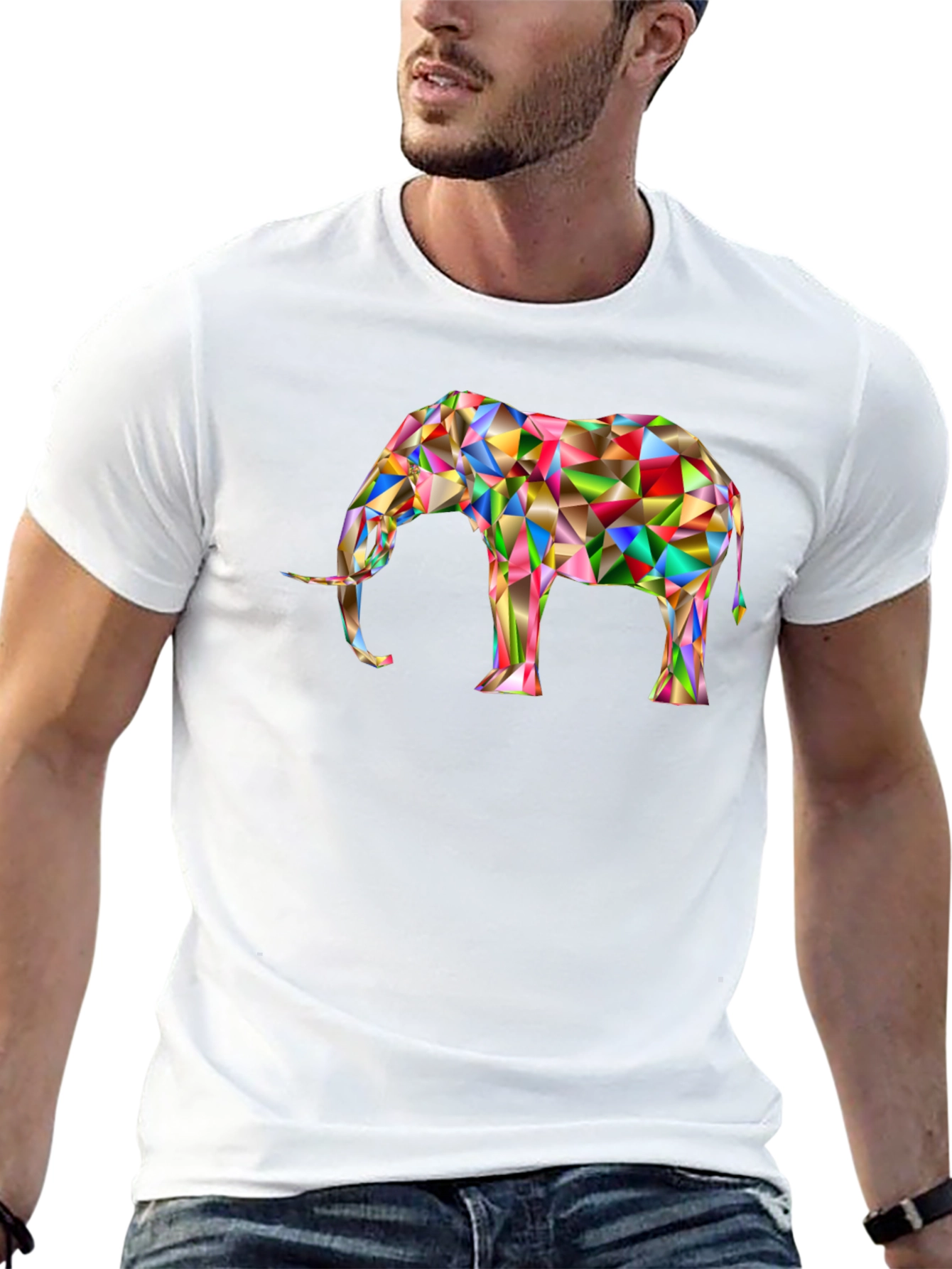 Geometric Elephant Graphic Tee - Black