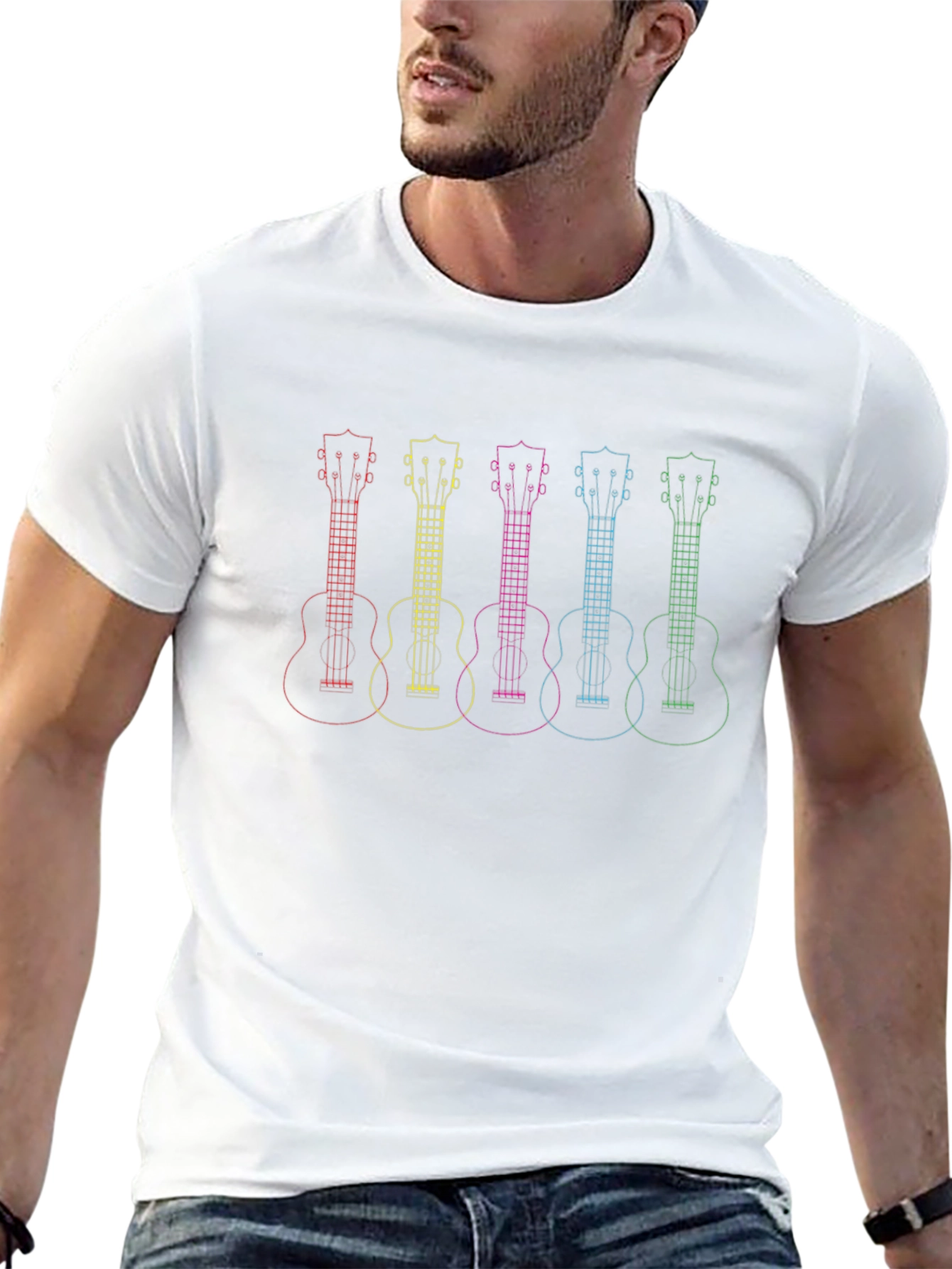 Rainbow Ukulele Graphic T-Shirt - Music Lover Tee