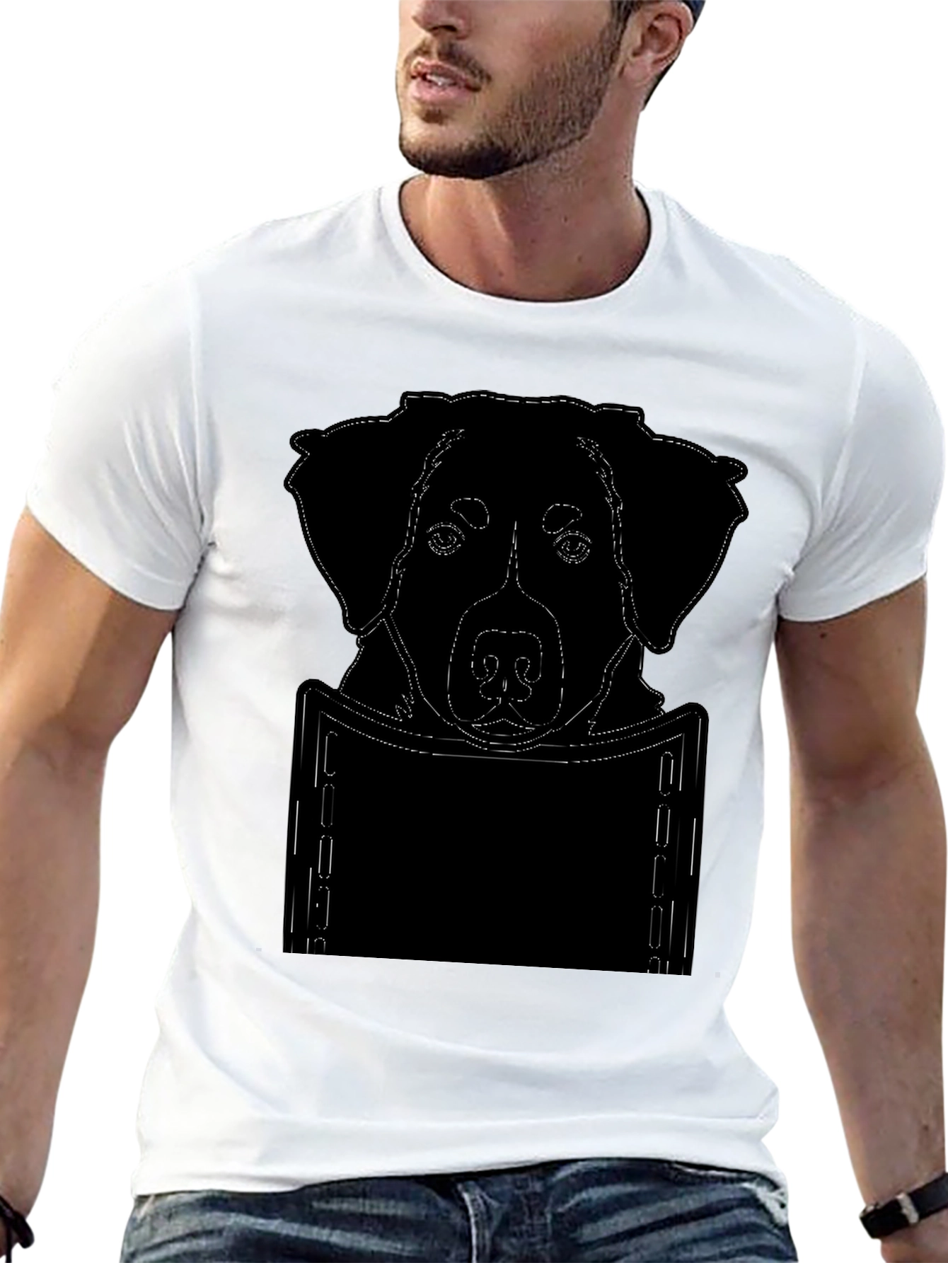 Dog Pocket Print T-Shirt - Cute Animal Lover Tee