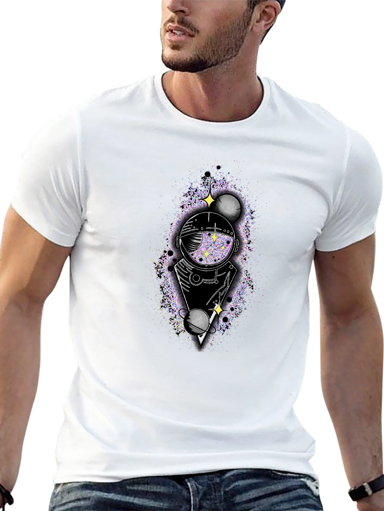 Astronaut Galaxy T-Shirt - Black Graphic Tee