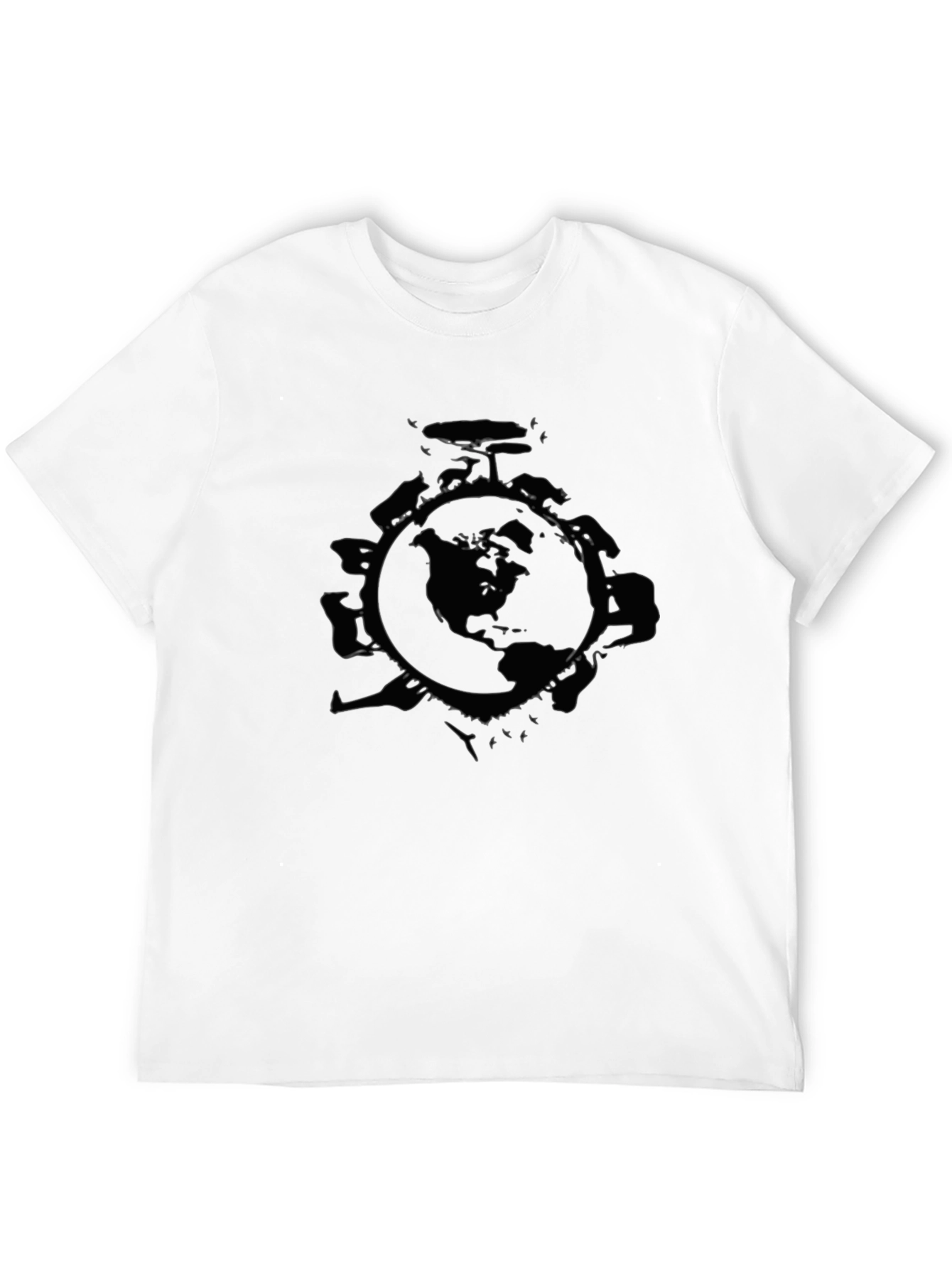 Globe Earth T-Shirt - Black Cotton Tee