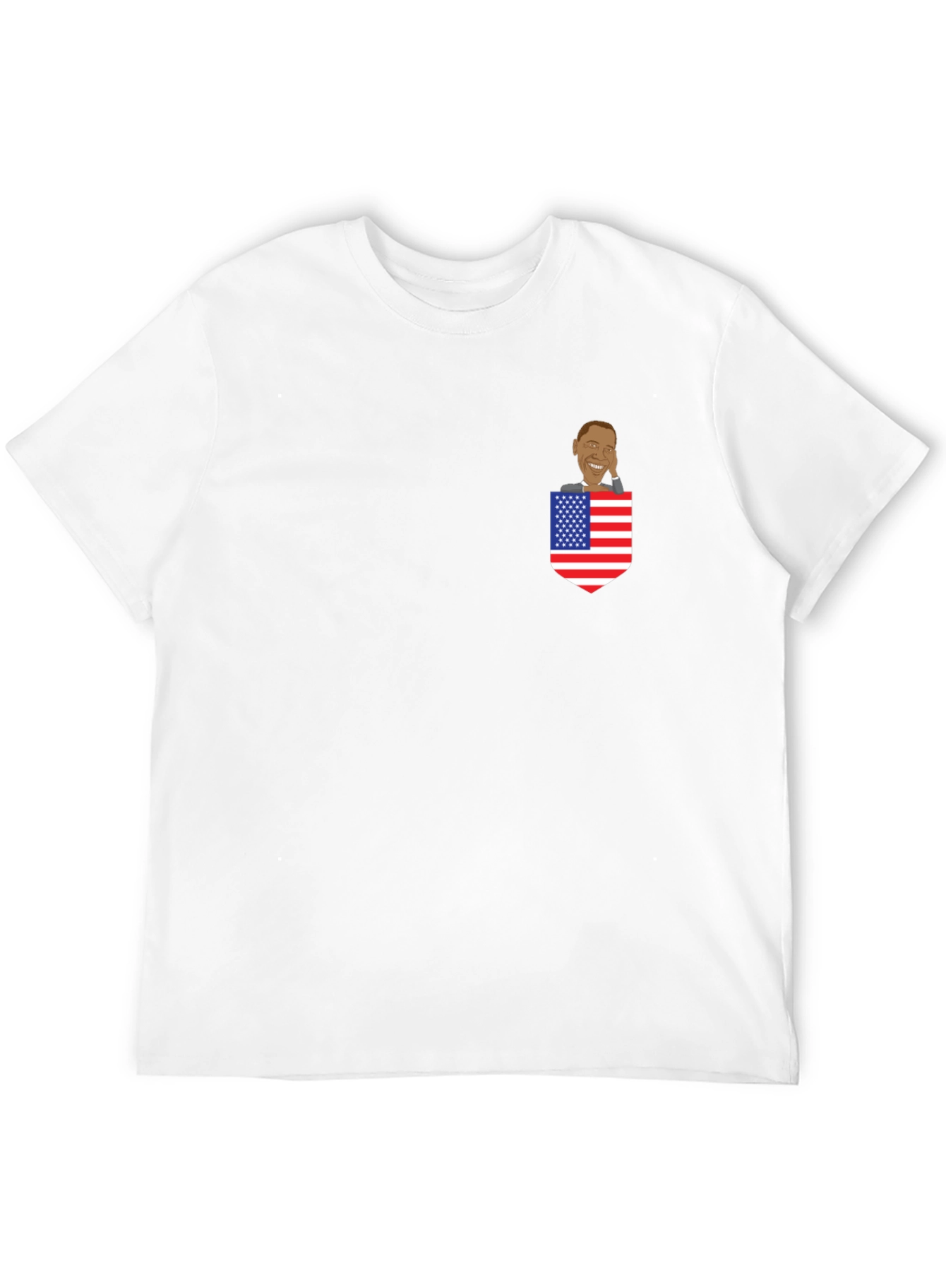 Obama Pocket T-Shirt - USA Flag Design Novelty Tee
