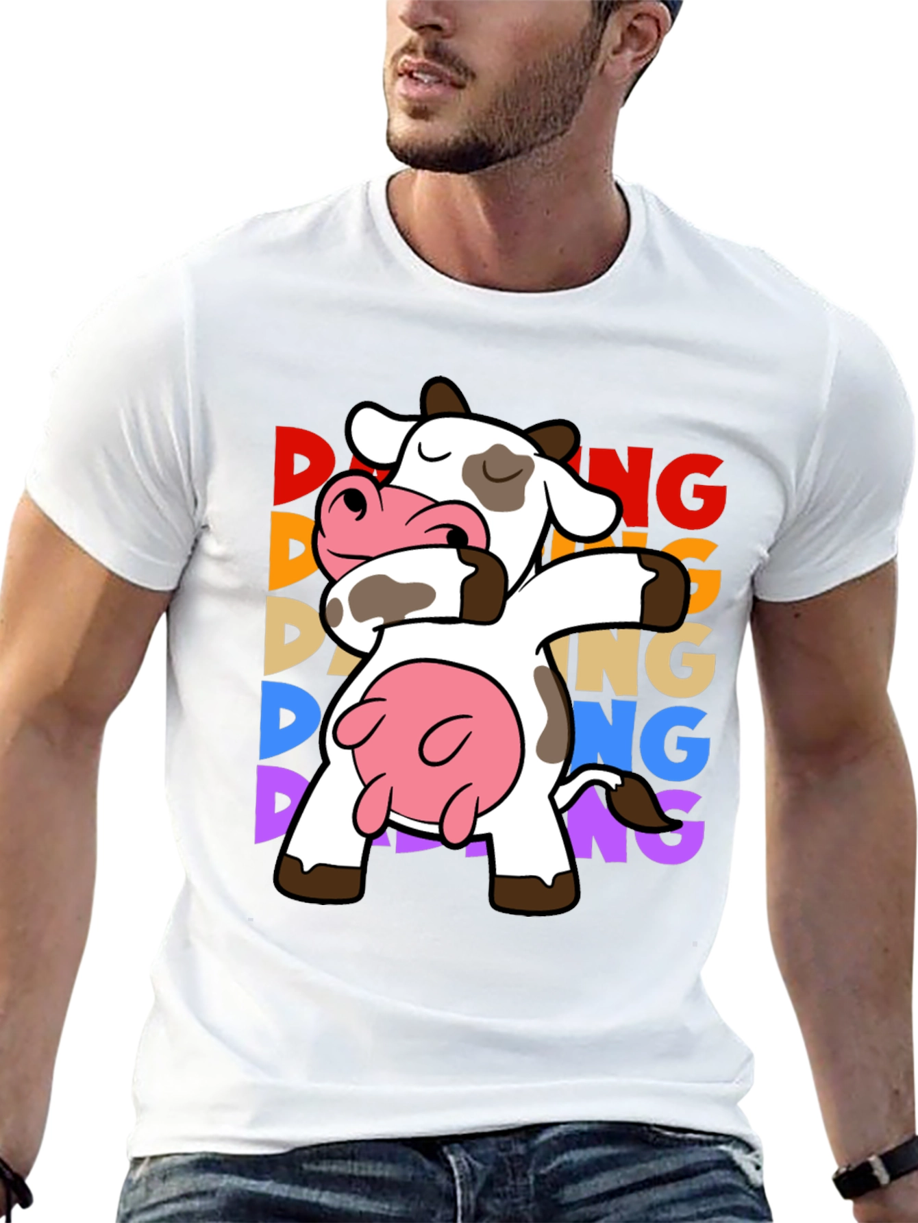 Dabbing Cow Graphic Tee - Funny Animal T-Shirt