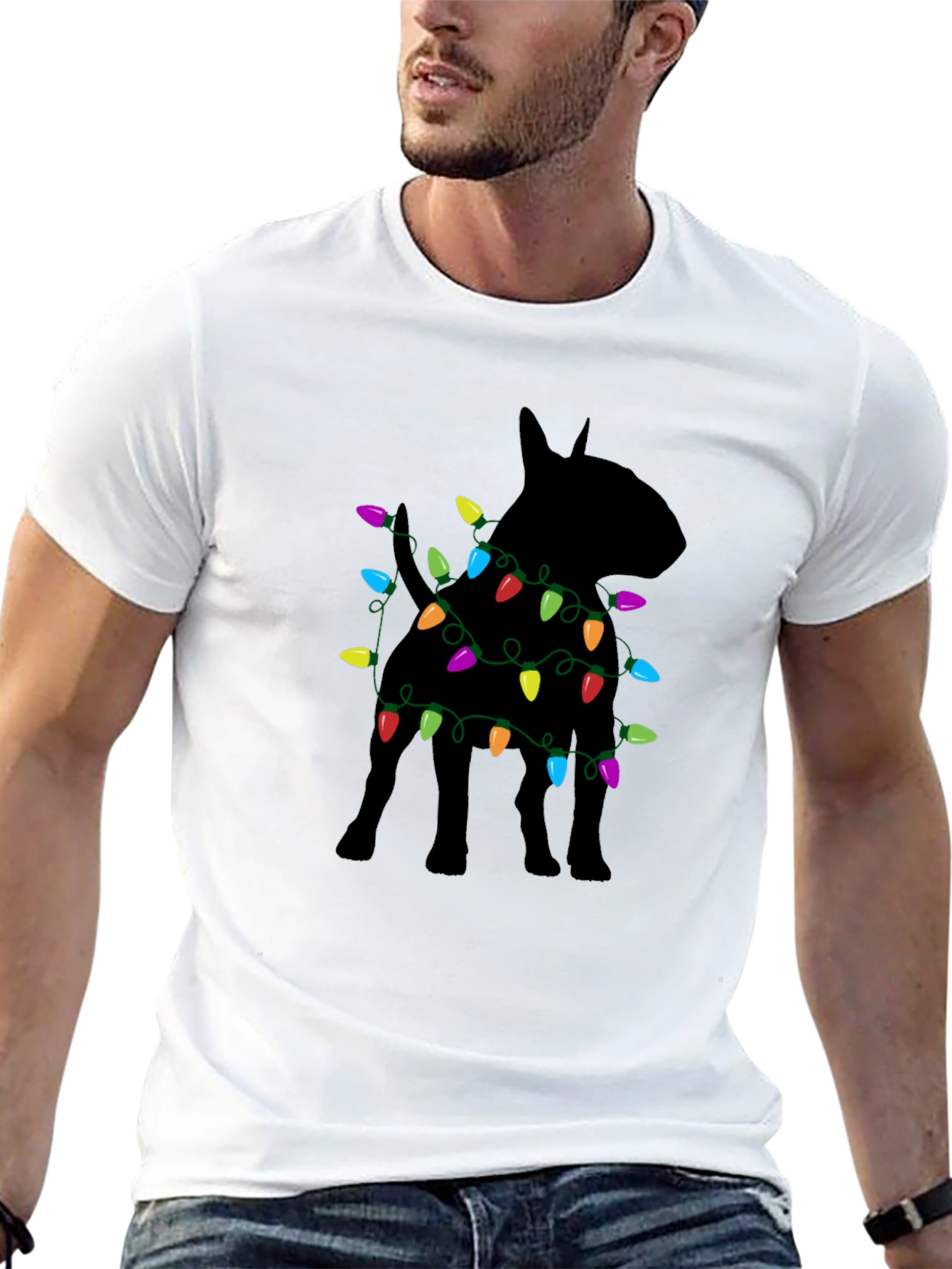 Bull Terrier Christmas Lights T-Shirt