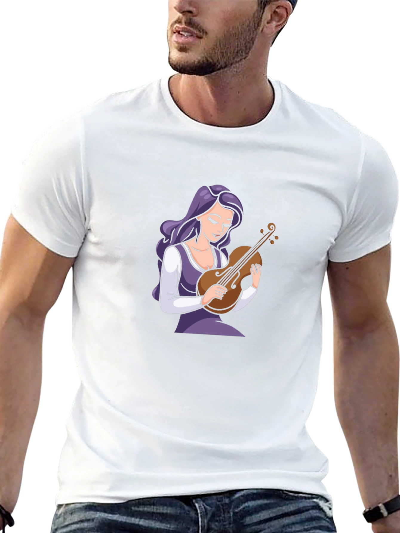 Violin Girl Black T-Shirt - Stylish Graphic Tee