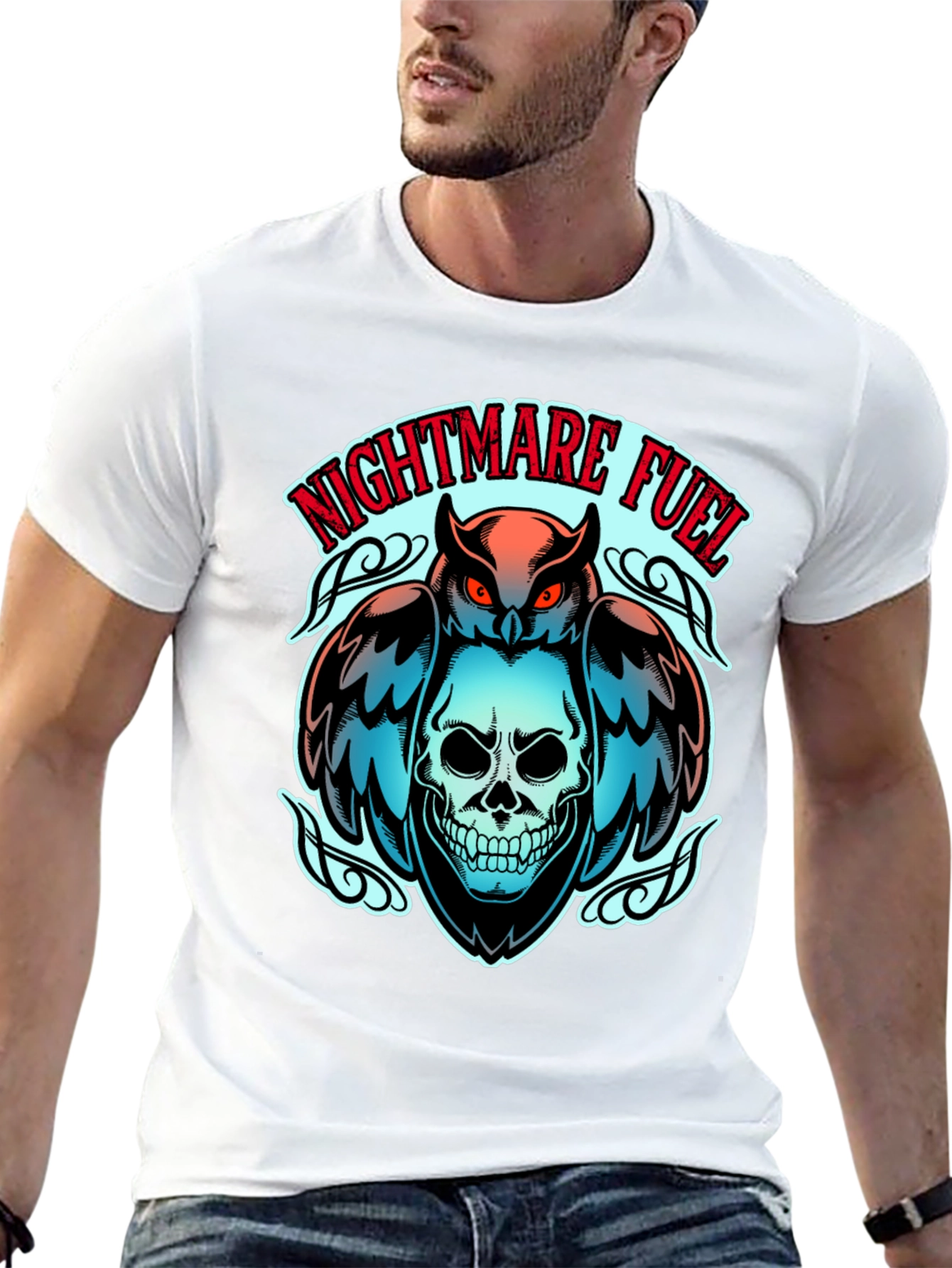 Nightmare Fuel Owl & Skull Graphic Tee