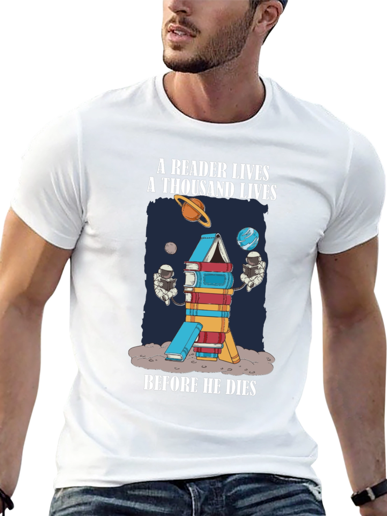Reader Lives Space Book T-Shirt
