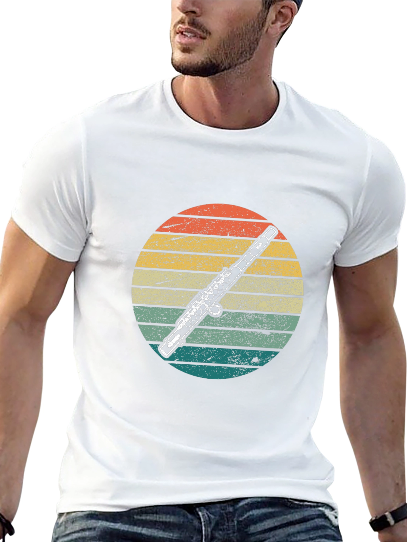 Retro Flute Sunset T-Shirt - Music Lover Tee