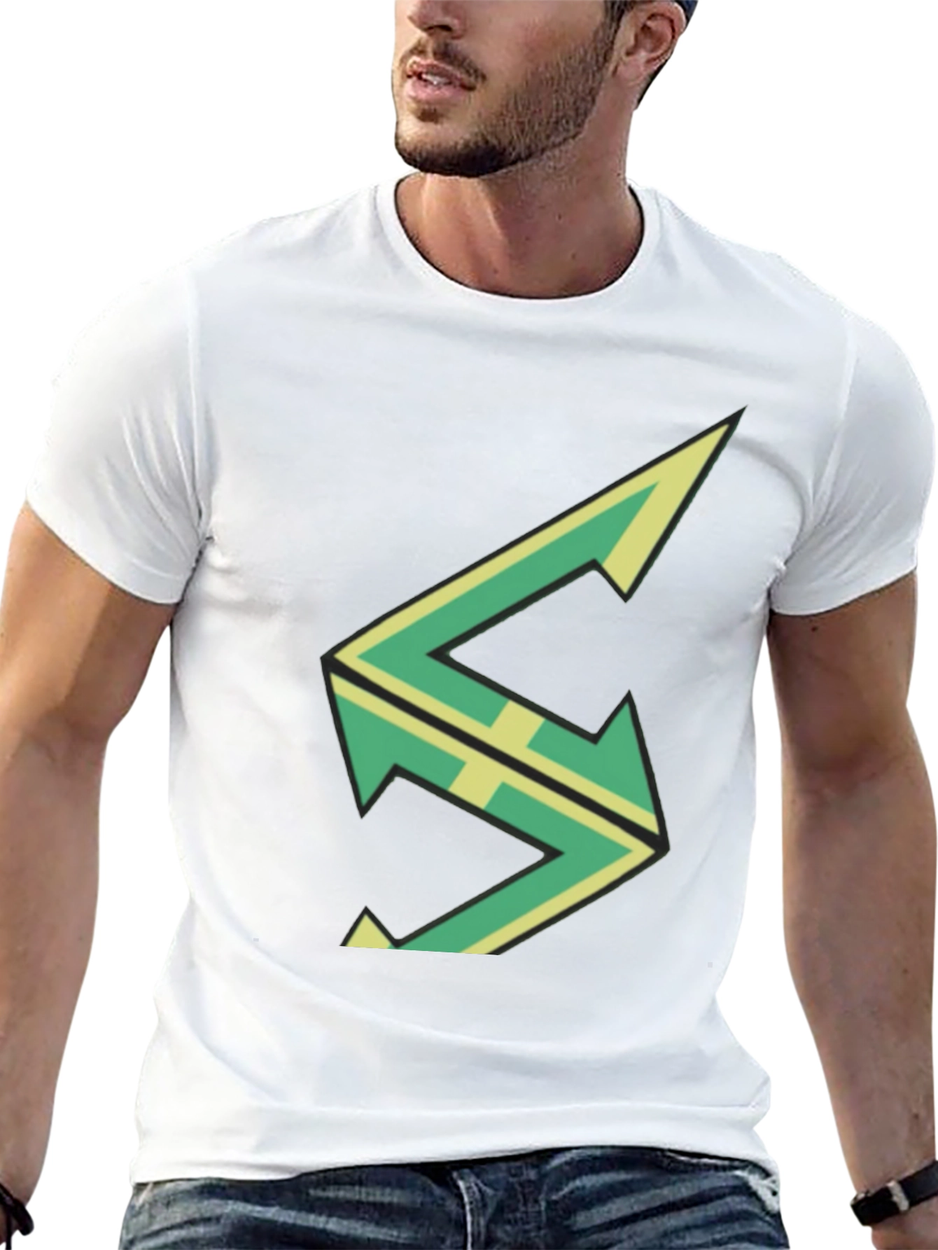 Modern Graphic Tee - Geometric Logo Black Cotton Shirt