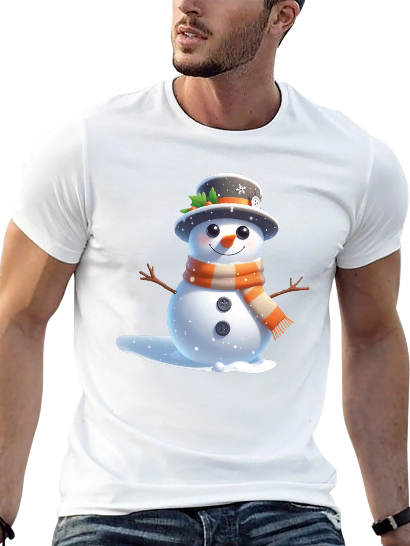 Cute Snowman Graphic T-Shirt - Winter Holiday Apparel