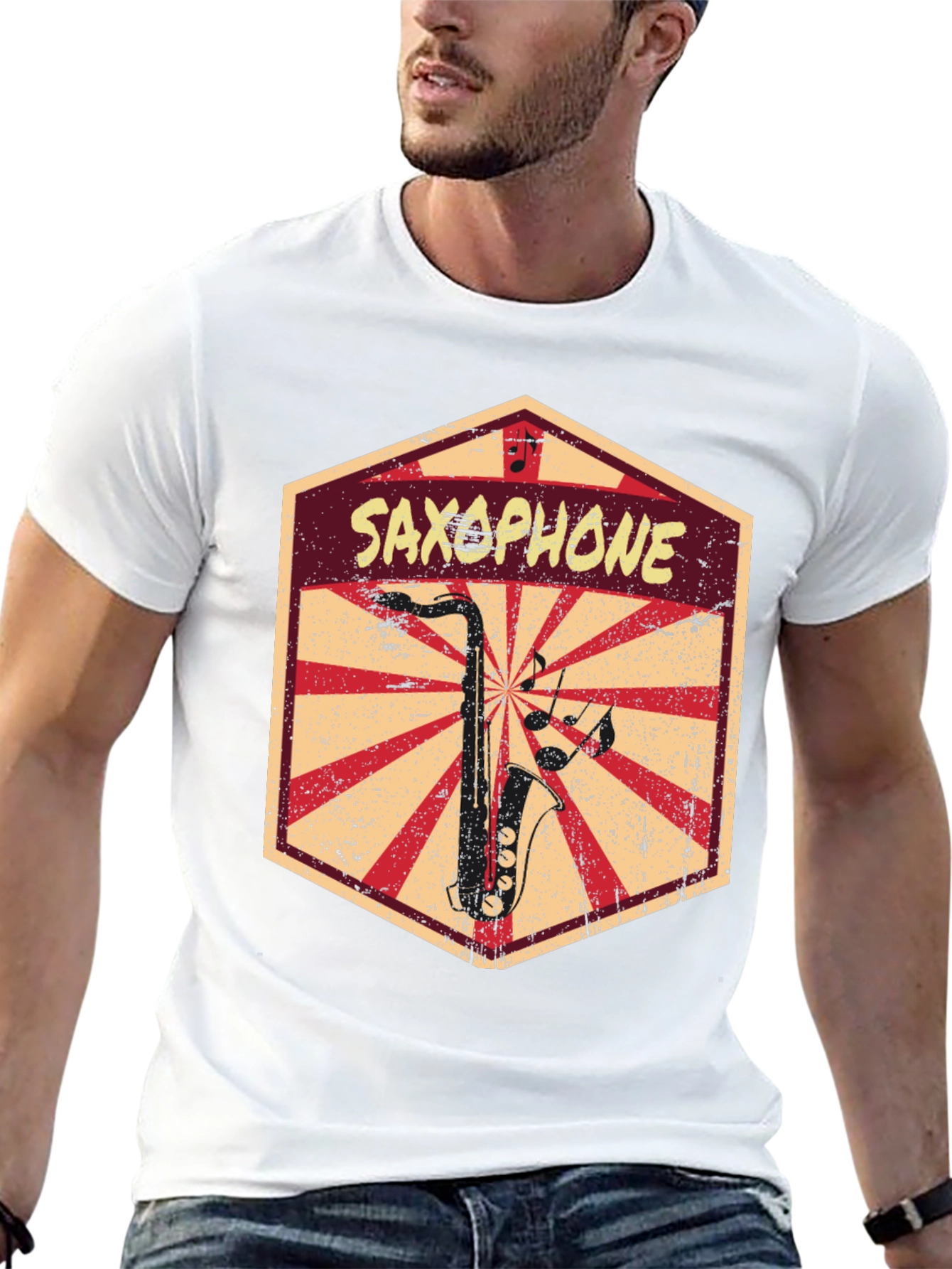 Saxophone Retro Graphic T-Shirt - Music Lover Tee