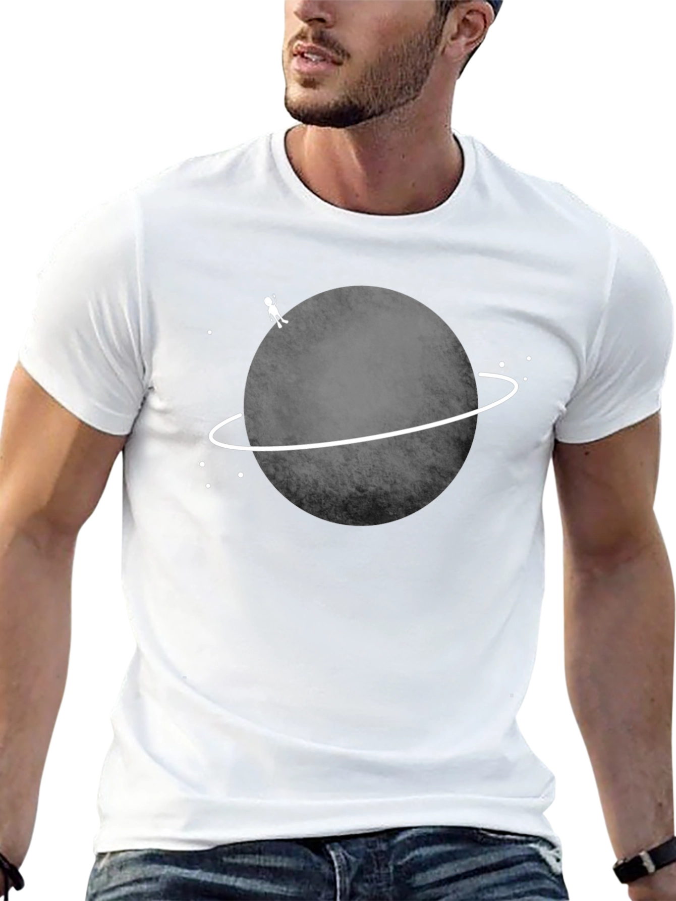 Planet Explorer Graphic Tee - Black Cotton T-Shirt