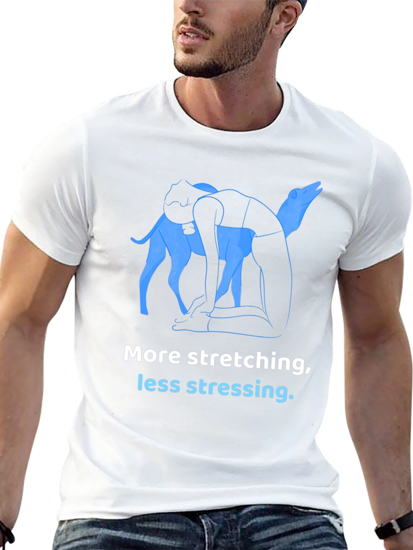 Stretch & Relax T-Shirt - Yoga Dog Design
