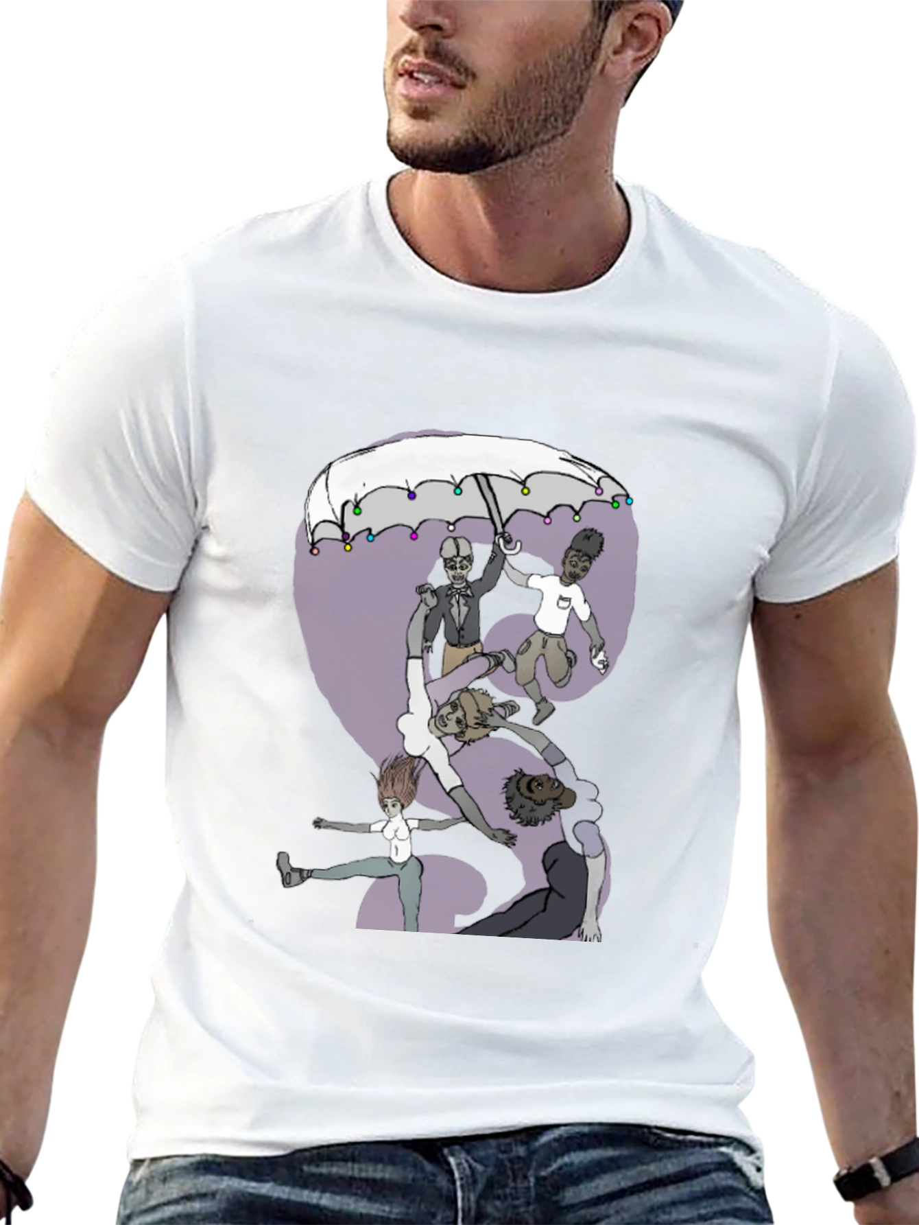 Whimsical Group Umbrella Graphic Tee
