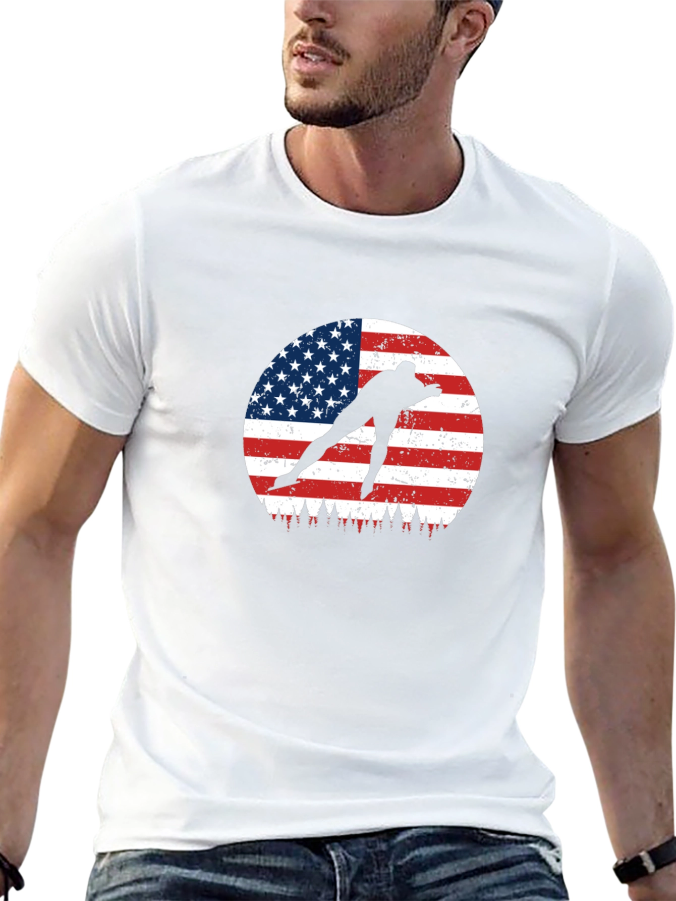 USA Speed Skater Graphic T-Shirt