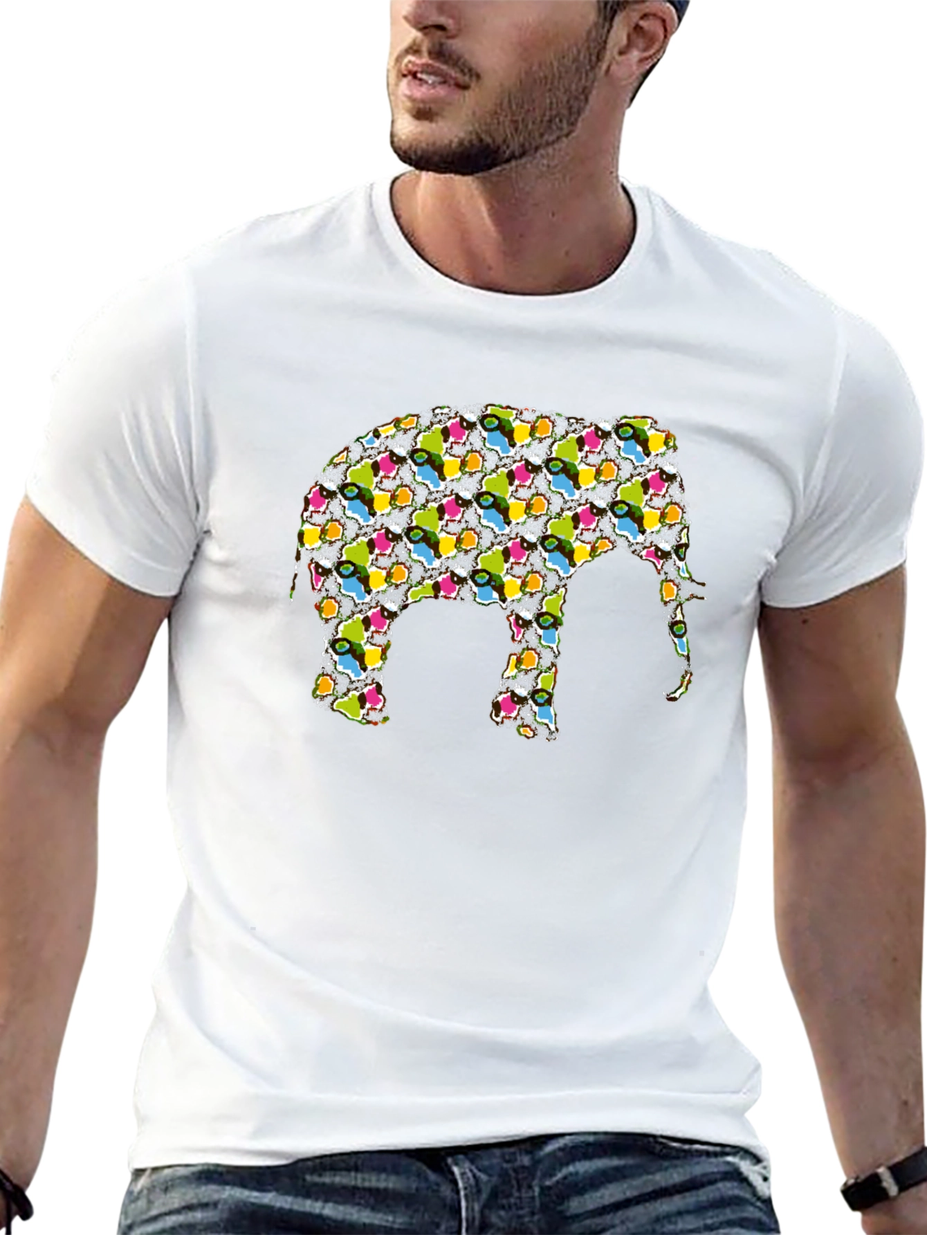 Funky Elephant Graphic Tee - Black Cotton T-Shirt