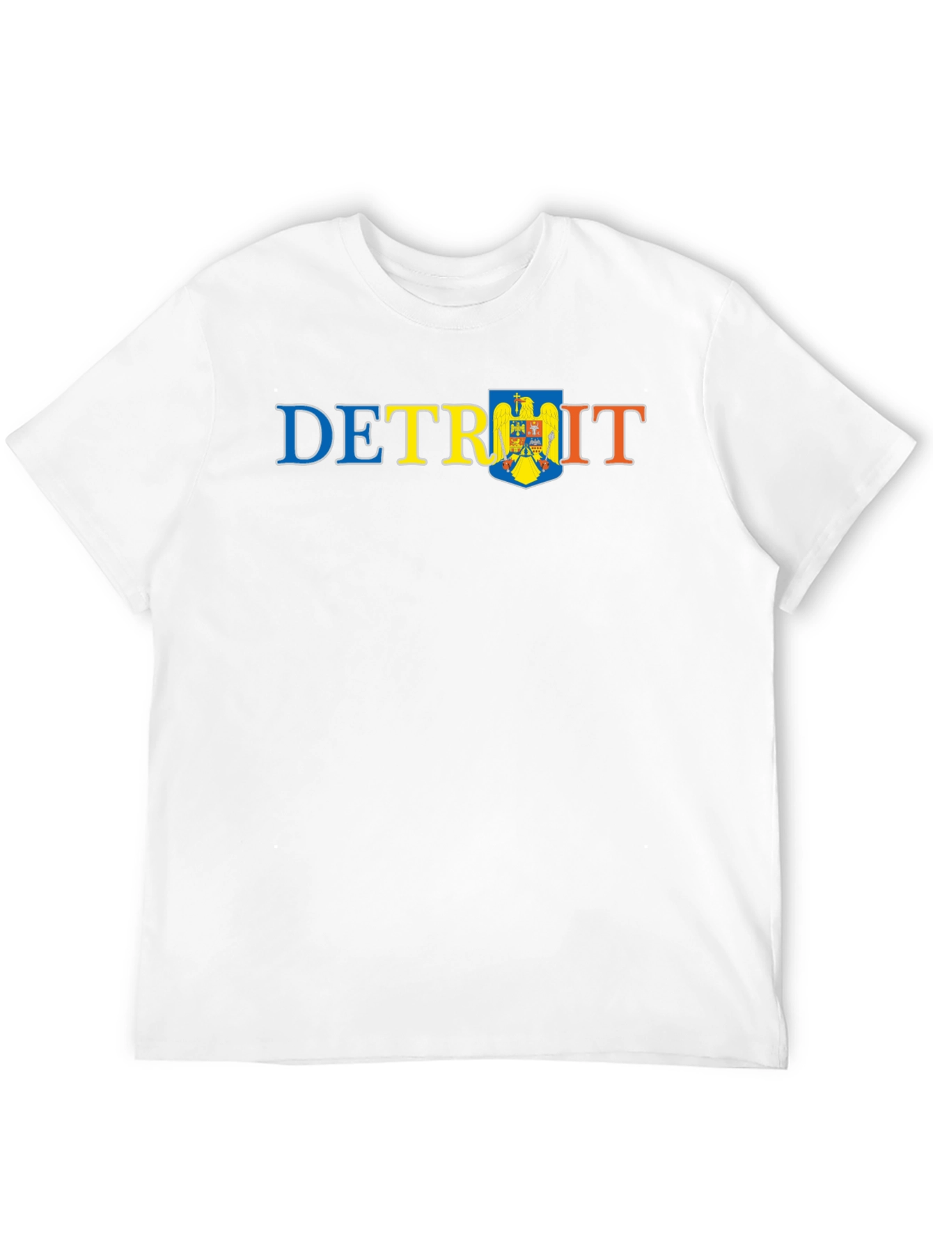 Detroit T-Shirt with Moldova Flag Shield Graphic
