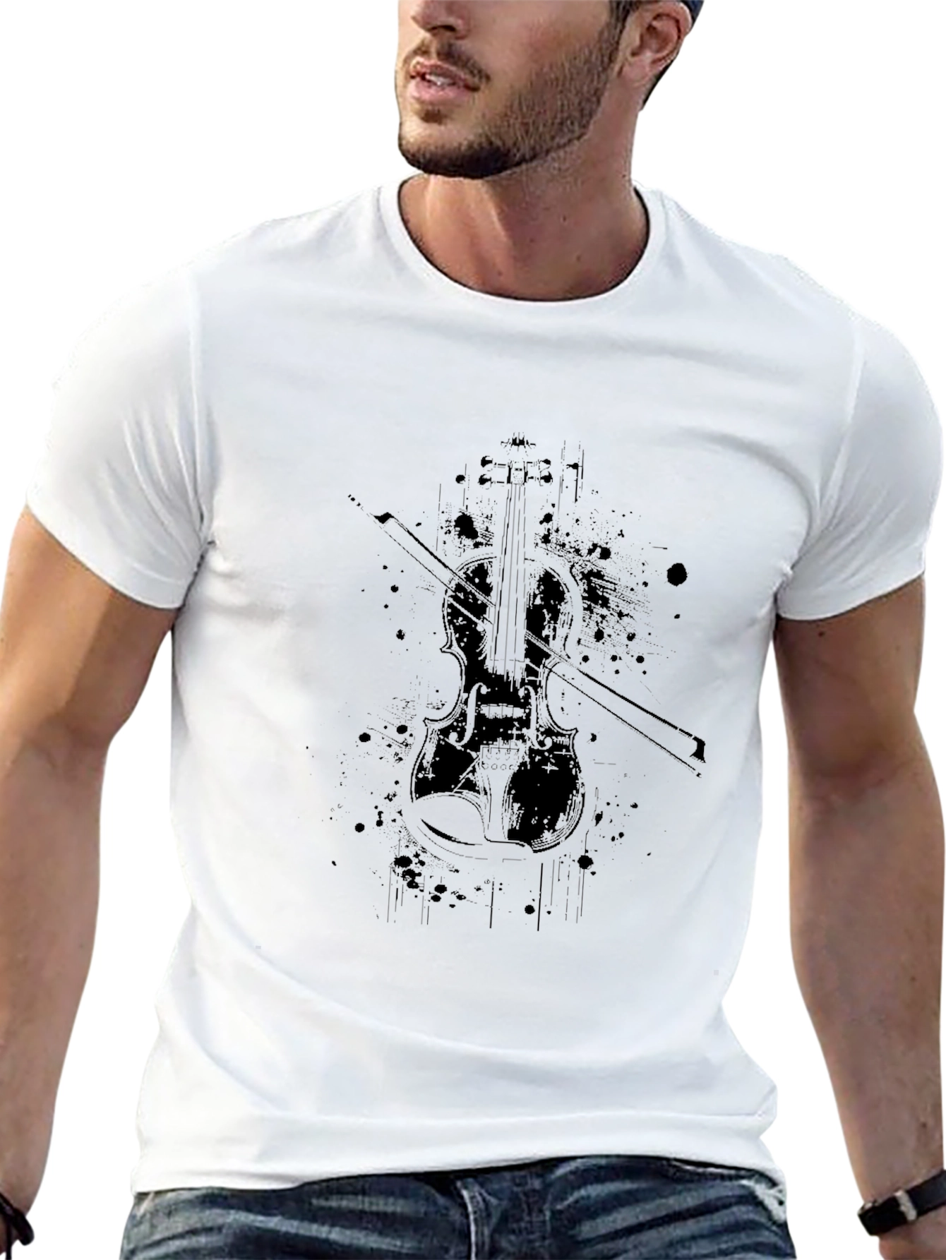 Violin Graphic Tee - Musicians Black T-Shirt