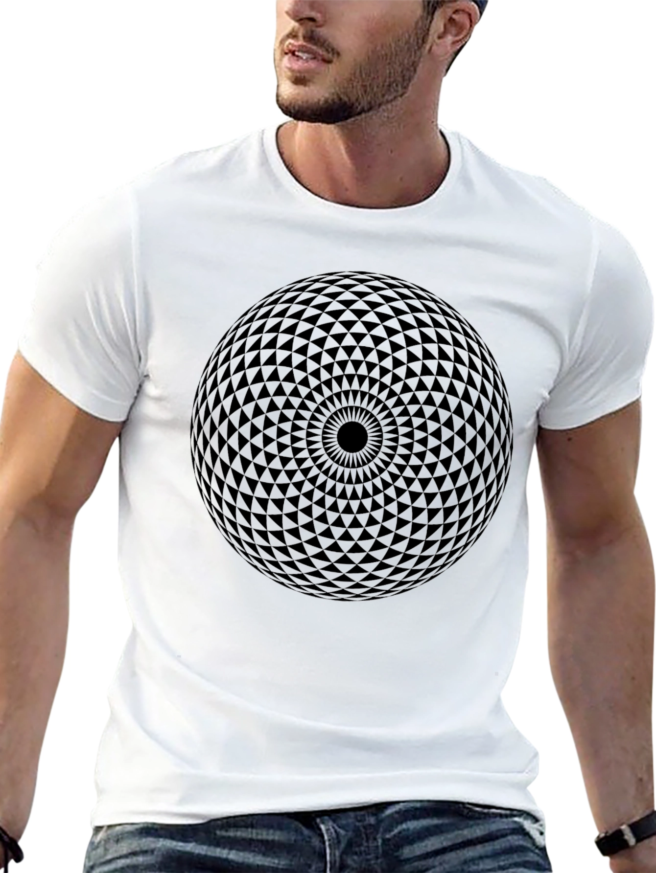 Geometric Orb Graphic Tee - Modern Black T-Shirt