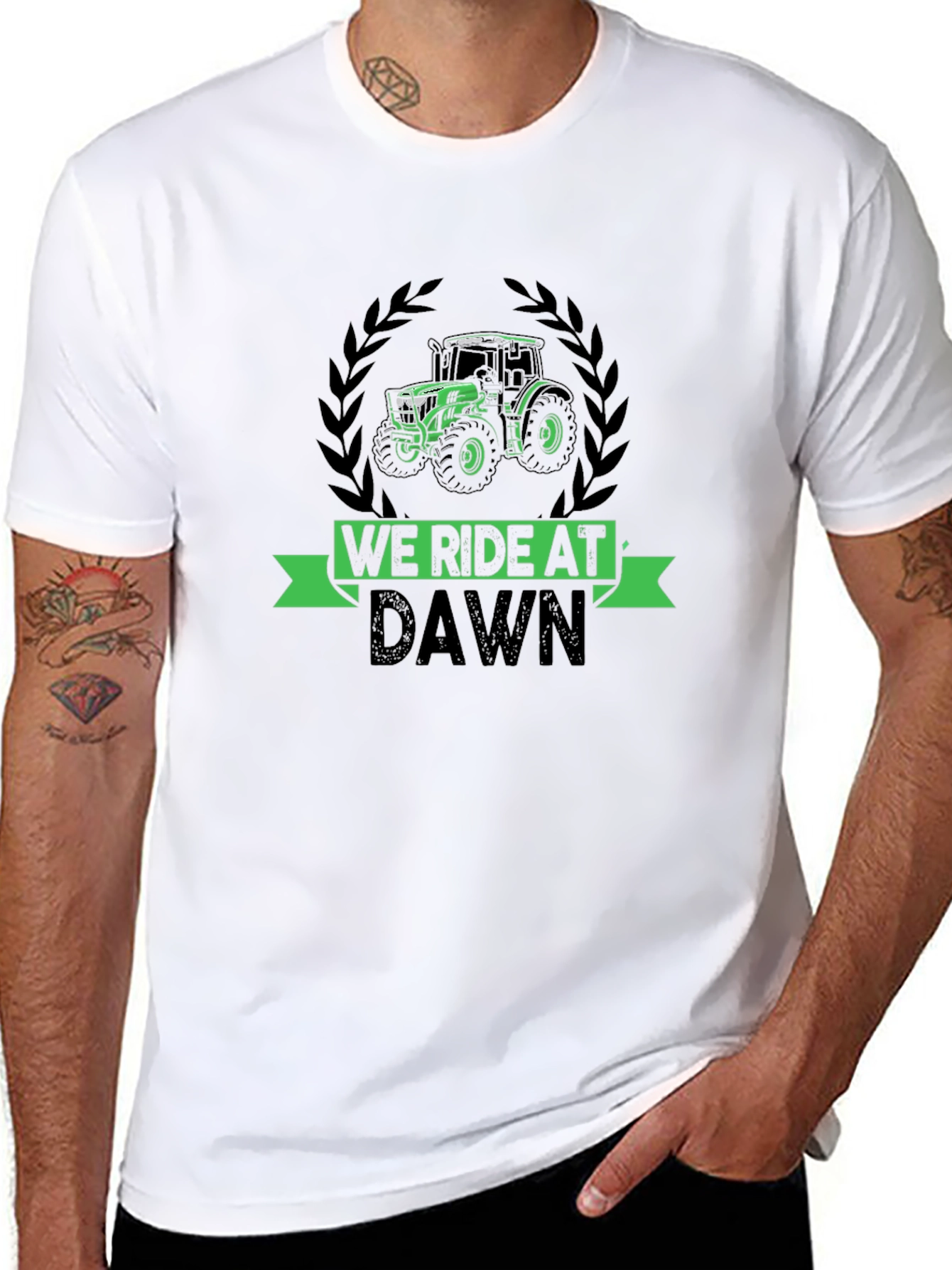 We Ride at Dawn Tractor Graphic Tee