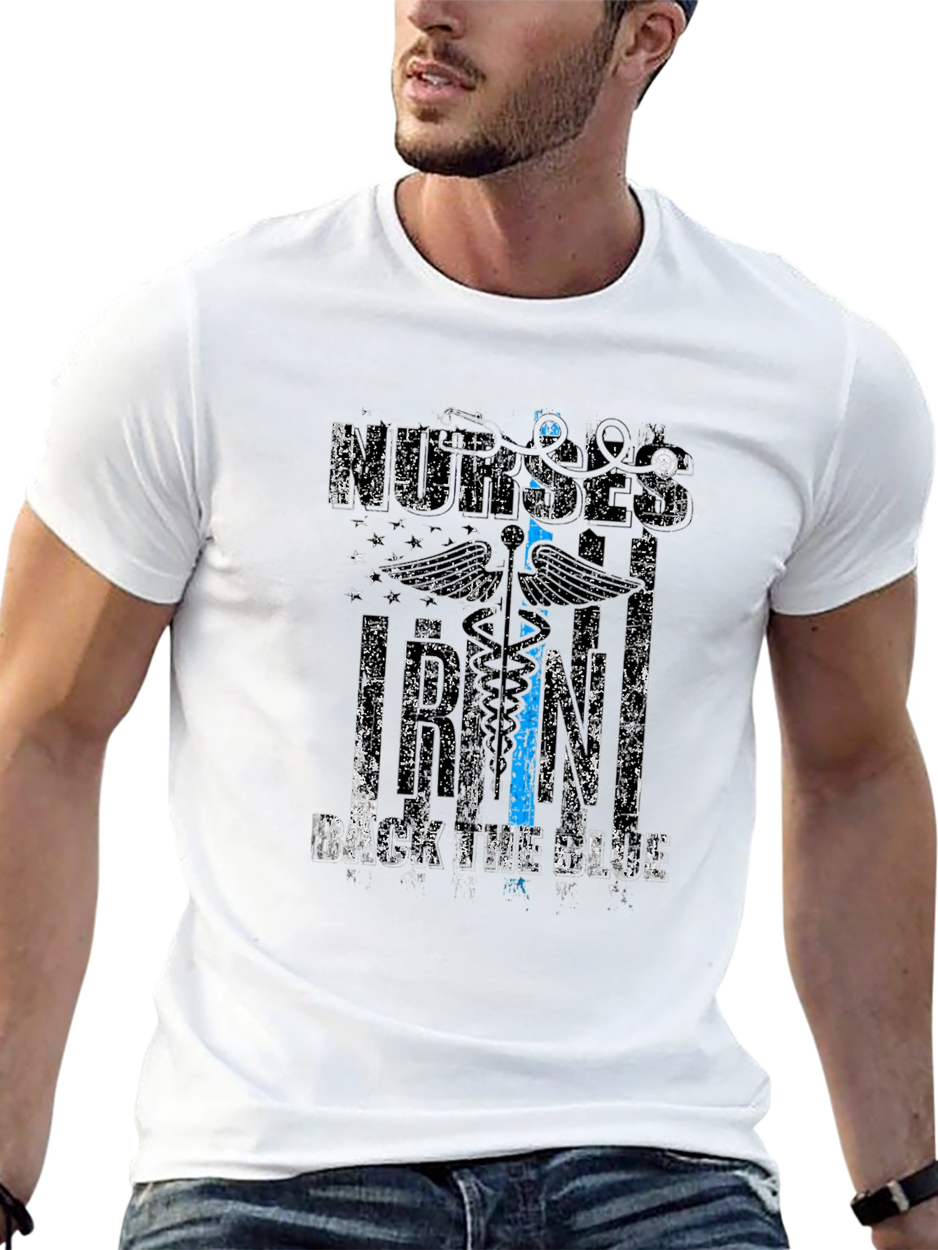 Nurses Back The Blue Graphic T-Shirt