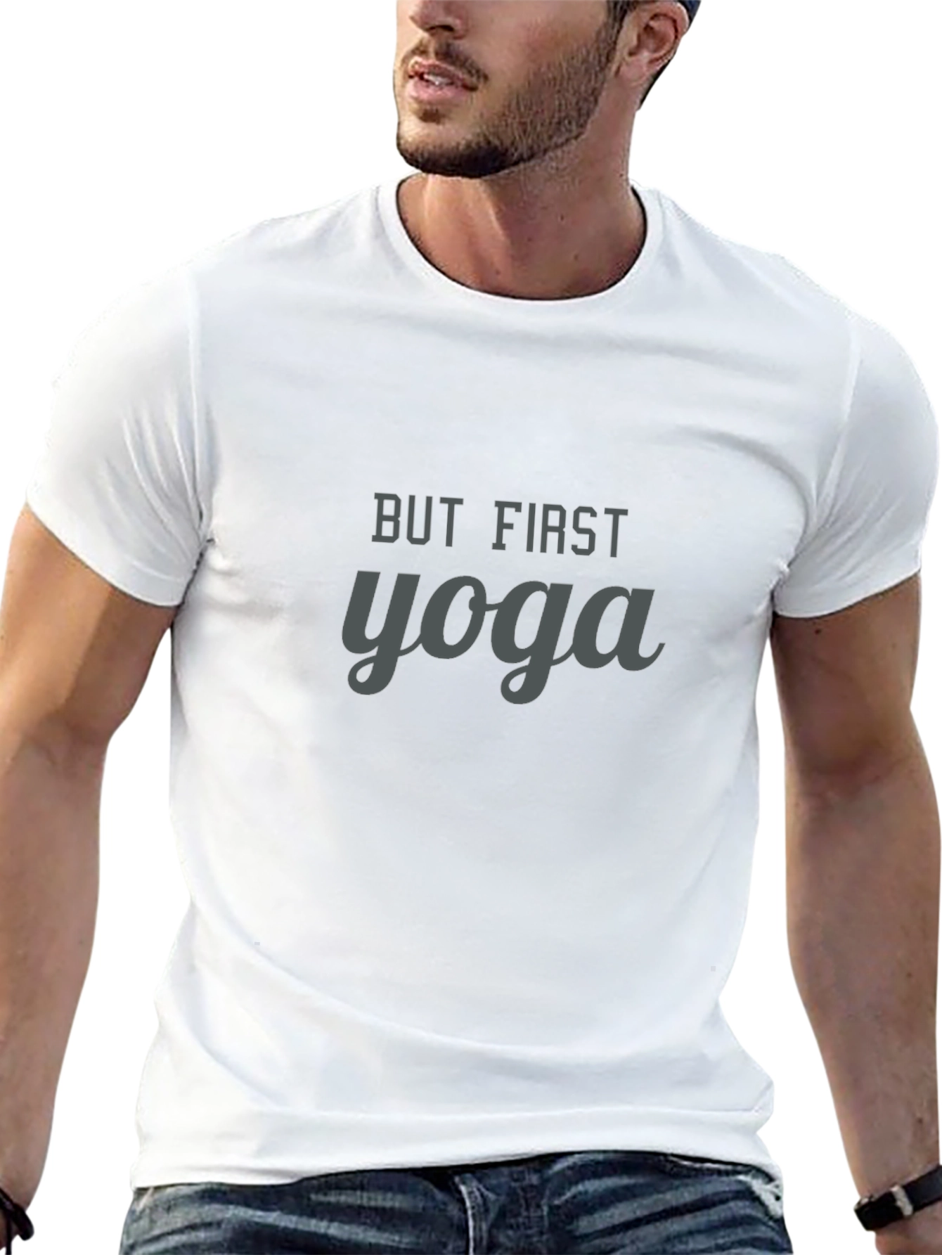 But First Yoga Graphic Tee - Soft Cotton Blend
