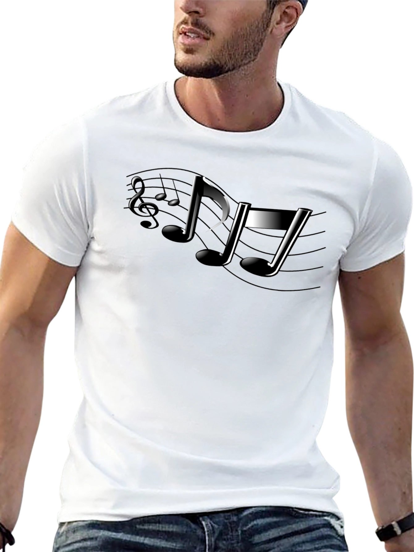 Musical Note Graphic Black T-Shirt