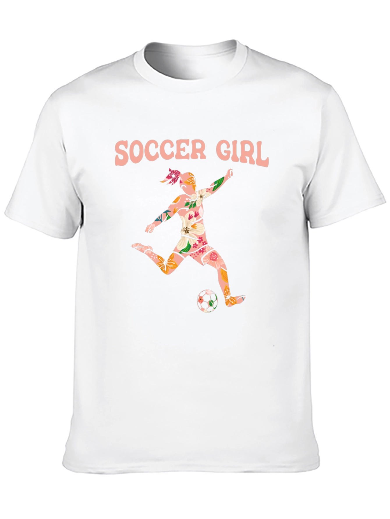Soccer Girl Floral Graphic Tee - Black