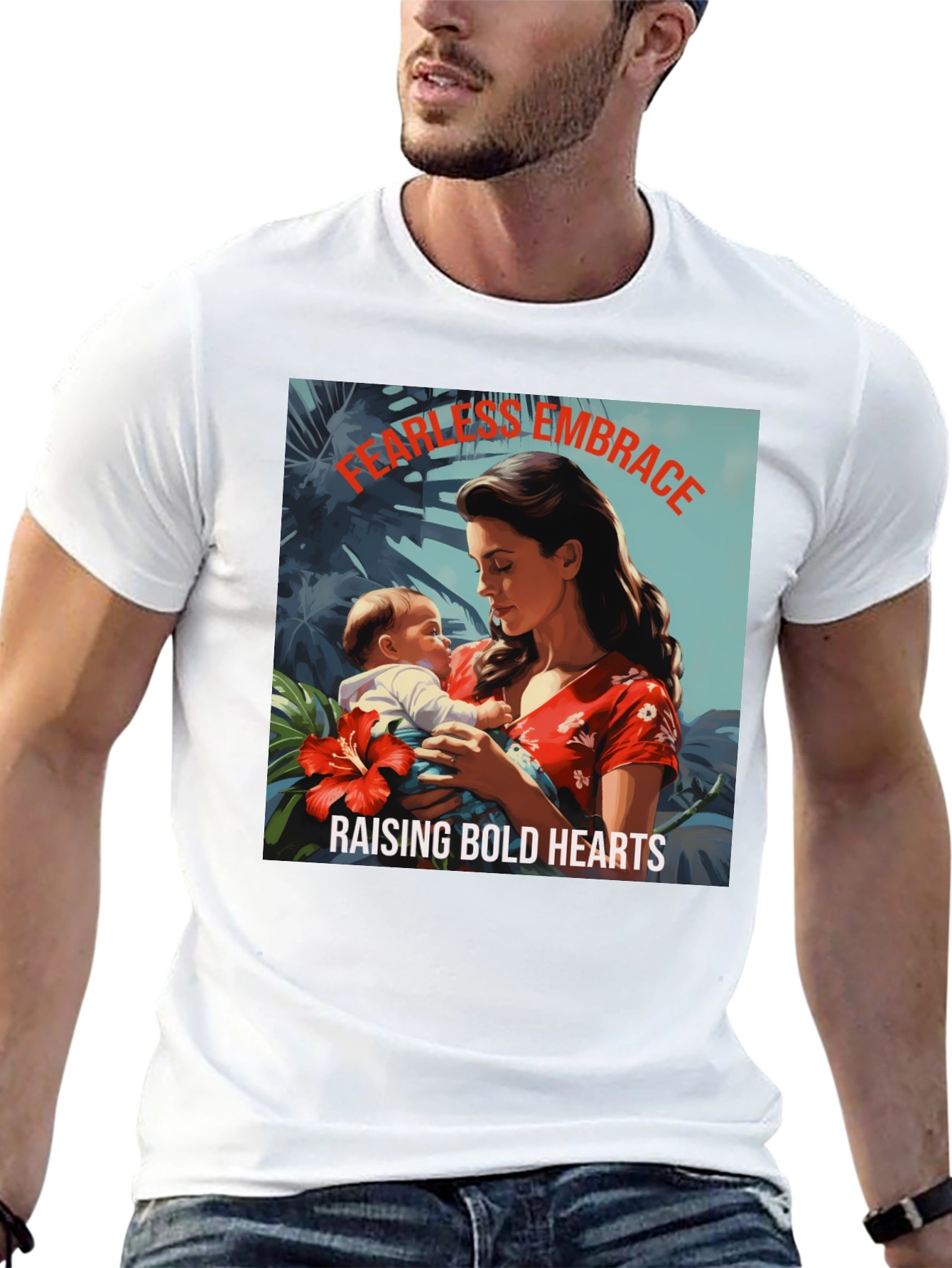 Fearless Embrace Graphic T-Shirt - Mother & Child Design