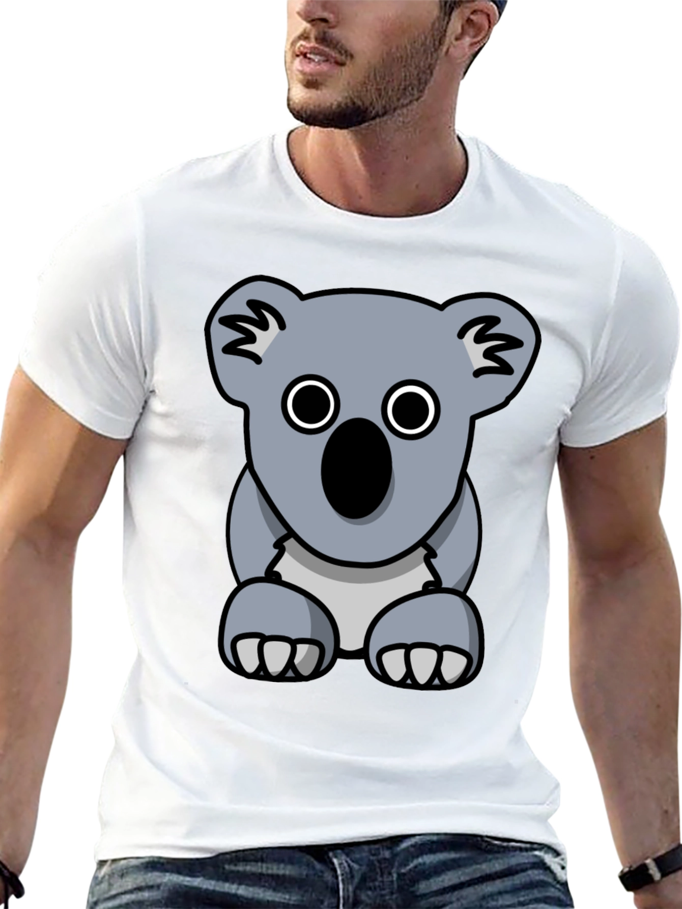 Koala Graphic Tee - Black Cotton Casual T-Shirt