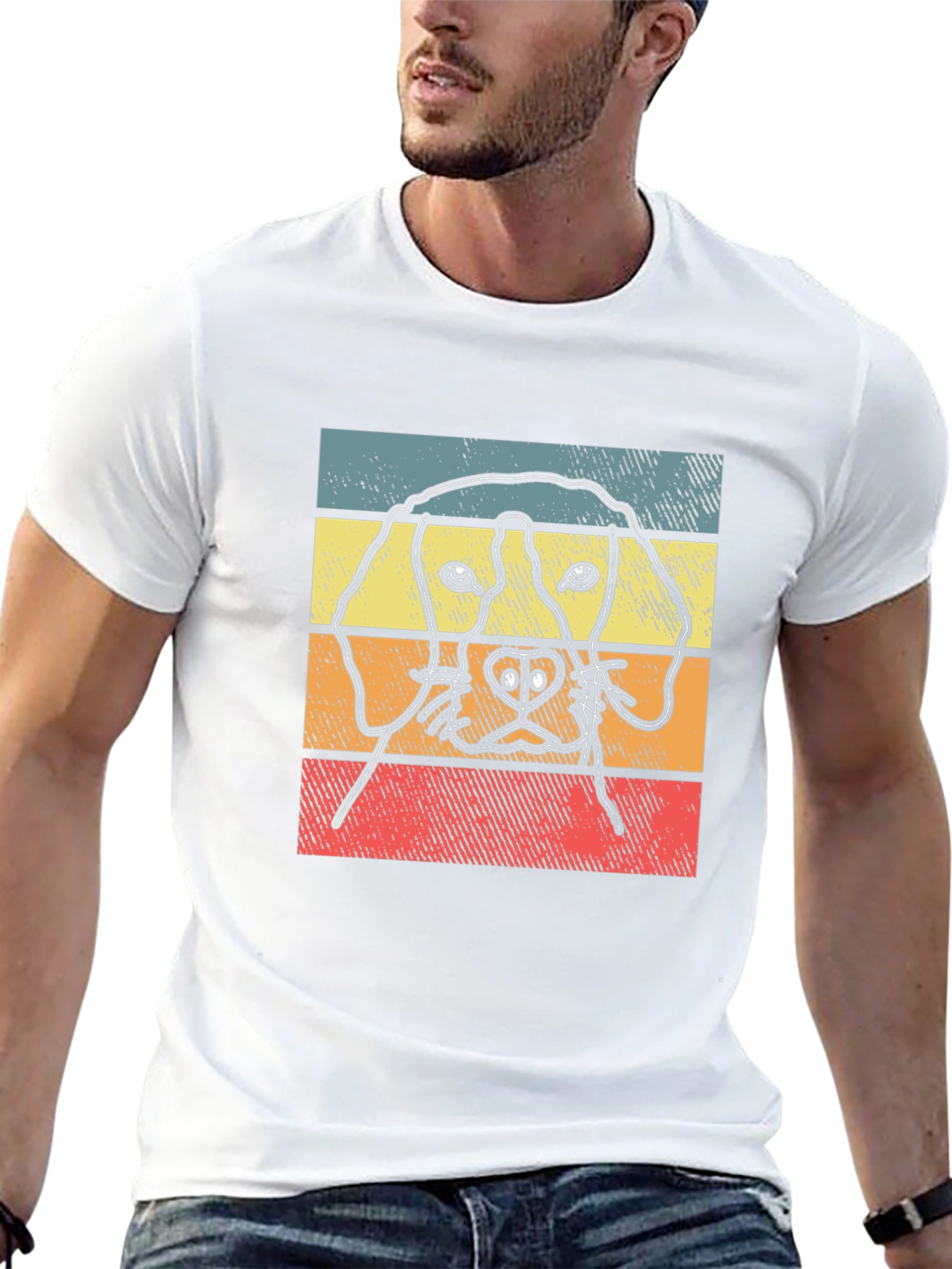 Dog Graphic Tee Retro Style Black T-Shirt