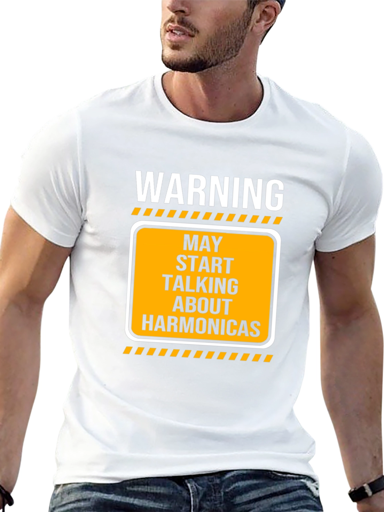 Warning May Talk About Harmonica Black T-Shirt