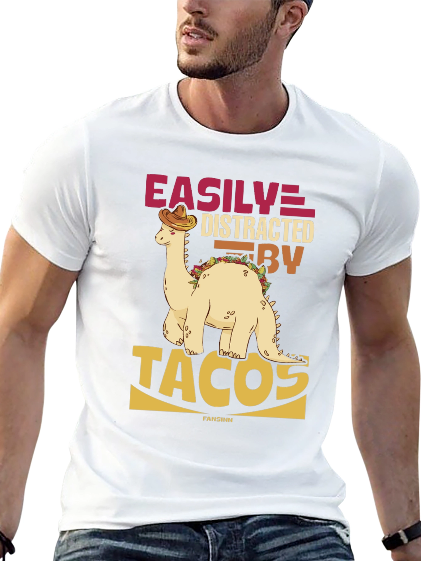 Easily Distracted By Tacos Black T-Shirt