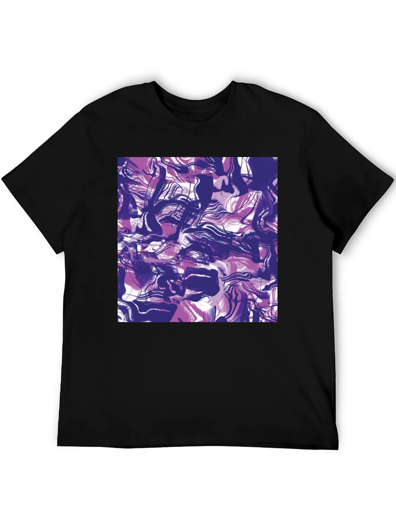 Abstract Swirl Art Print Black T-Shirt