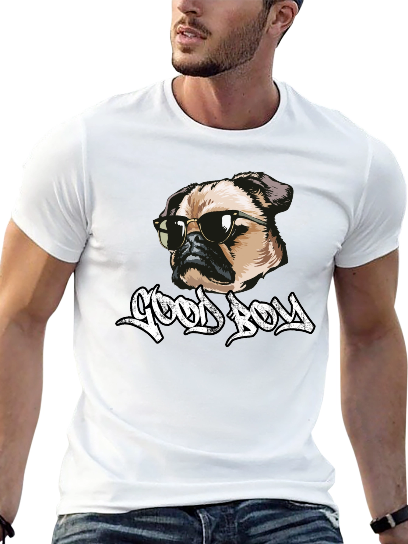 Cool Pug Good Boy Black T-Shirt
