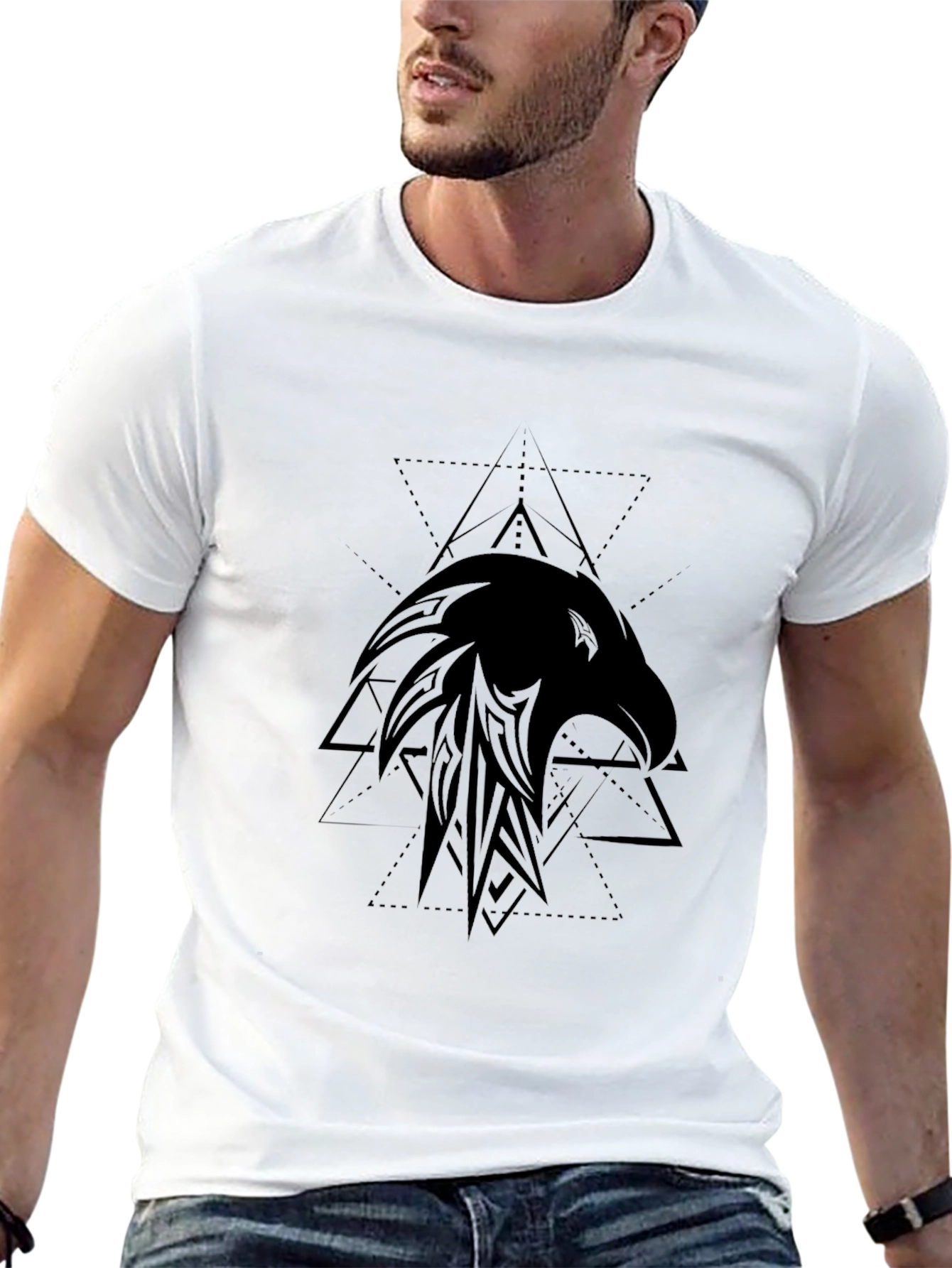 Tribal Eagle Graphic Black T-Shirt