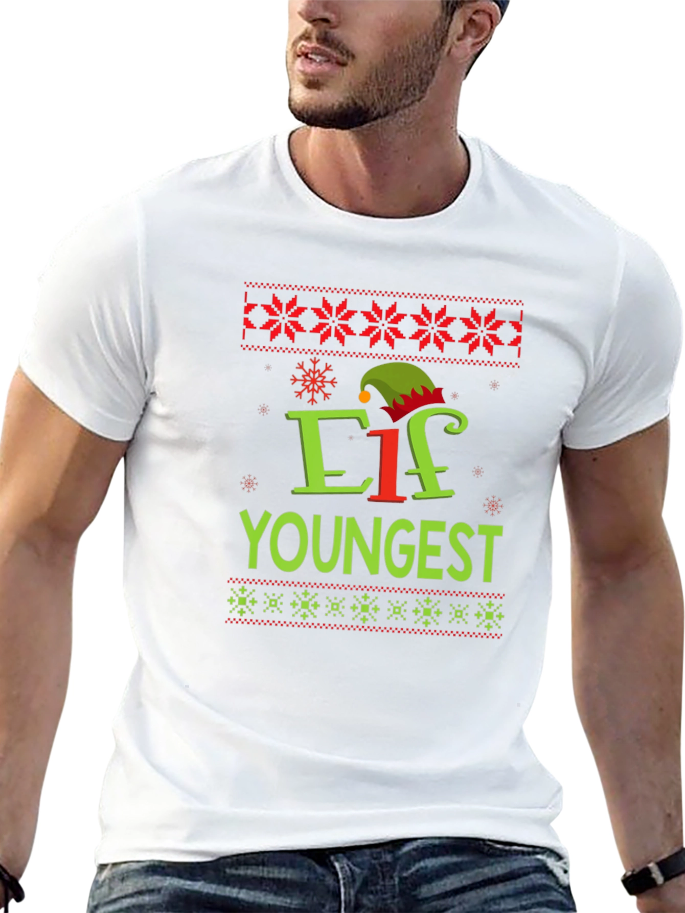Elf Youngest Christmas Graphic Tee - Holiday Shirt