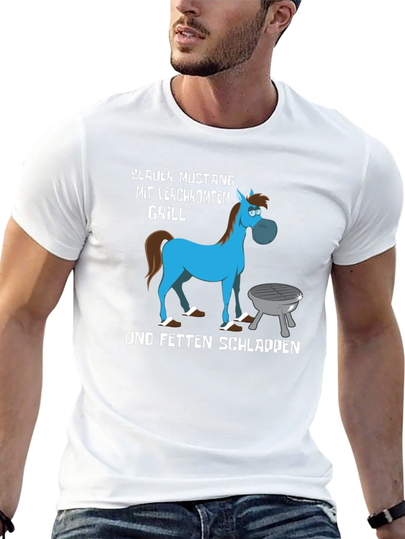 Blauer Mustang Grill T-Shirt