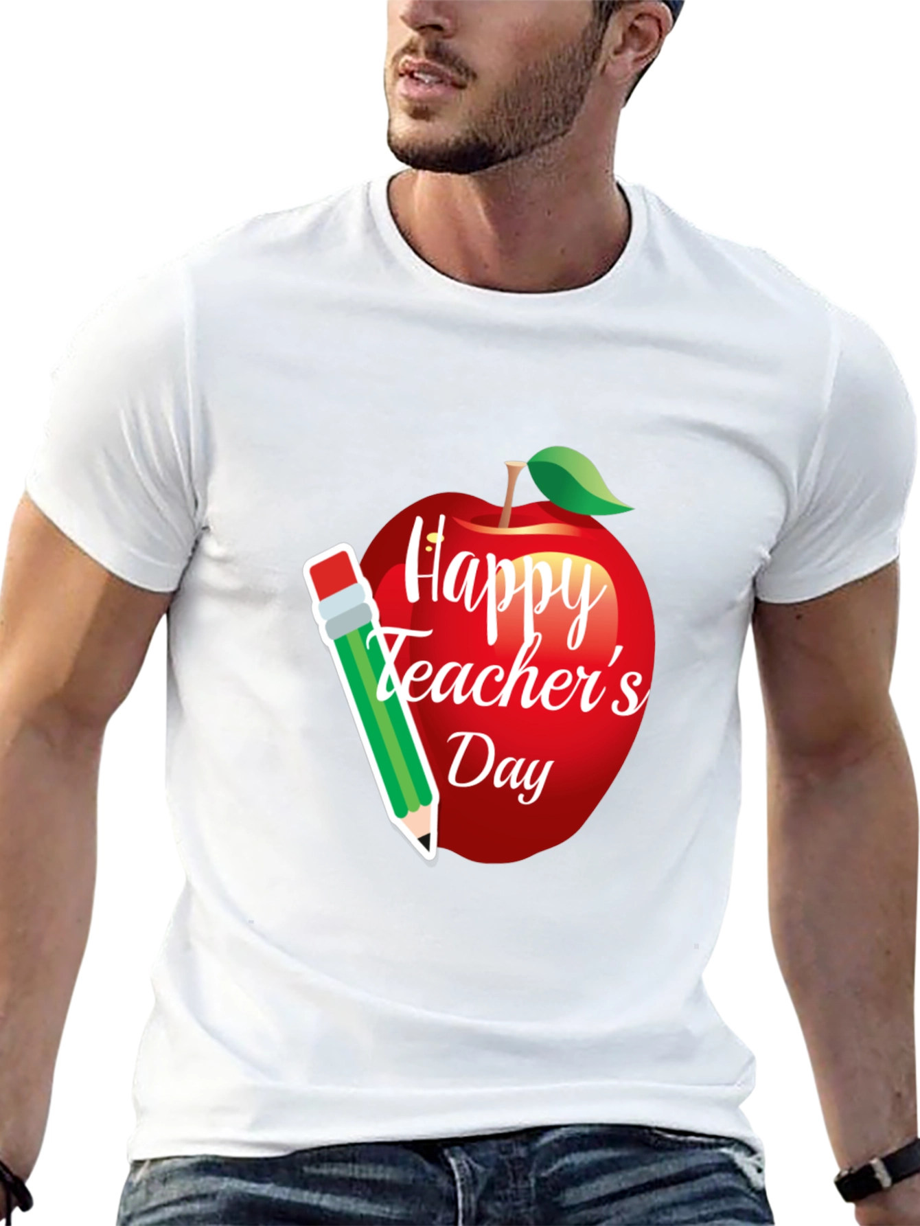 Happy Teachers Day Apple & Pencil Graphic T-Shirt