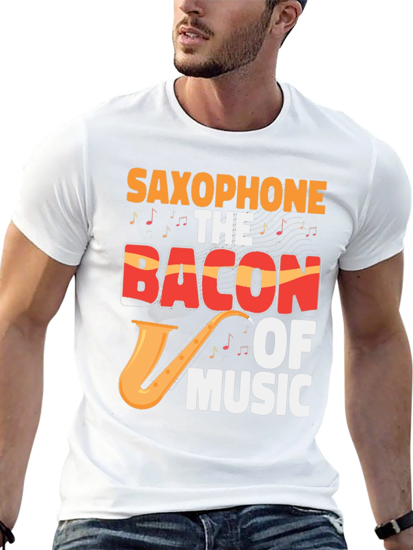 Saxophone The Bacon Of Music Graphic T-Shirt