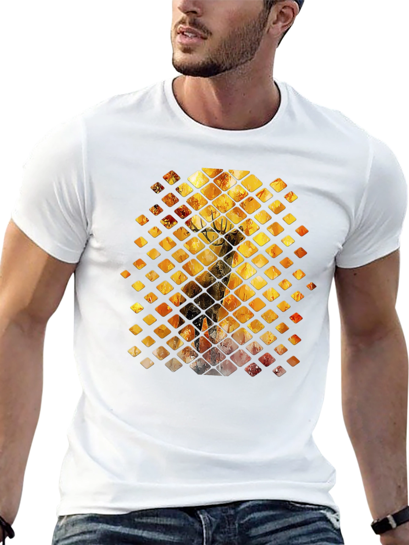 Diamond Deer Graphic Tee - Black