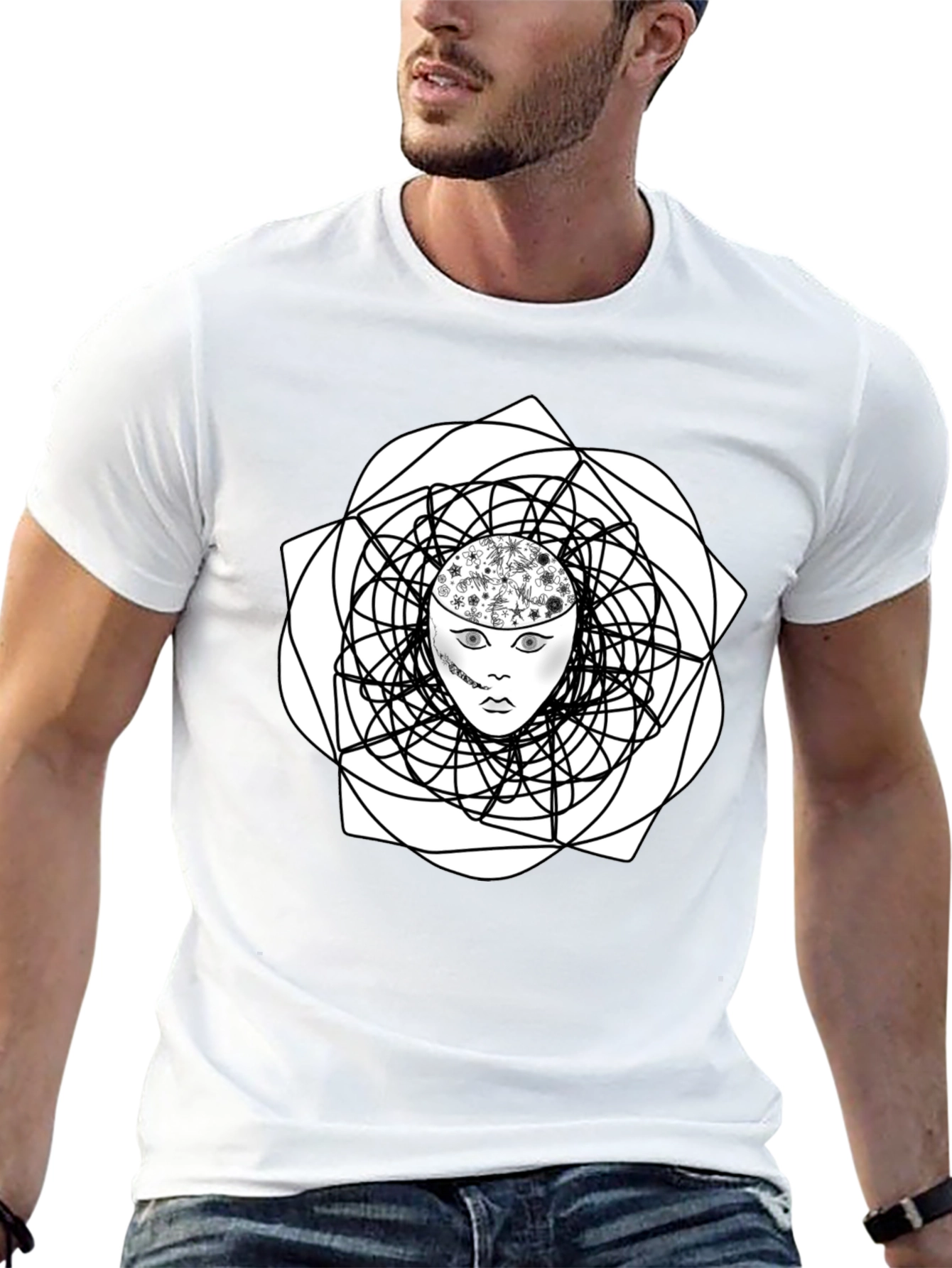 Abstract Mind Black Graphic Tee