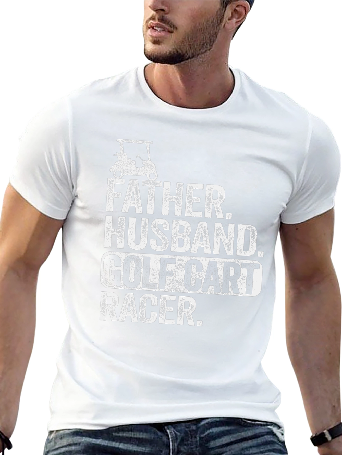 Father Husband Golf Cart Racer Graphic Tee