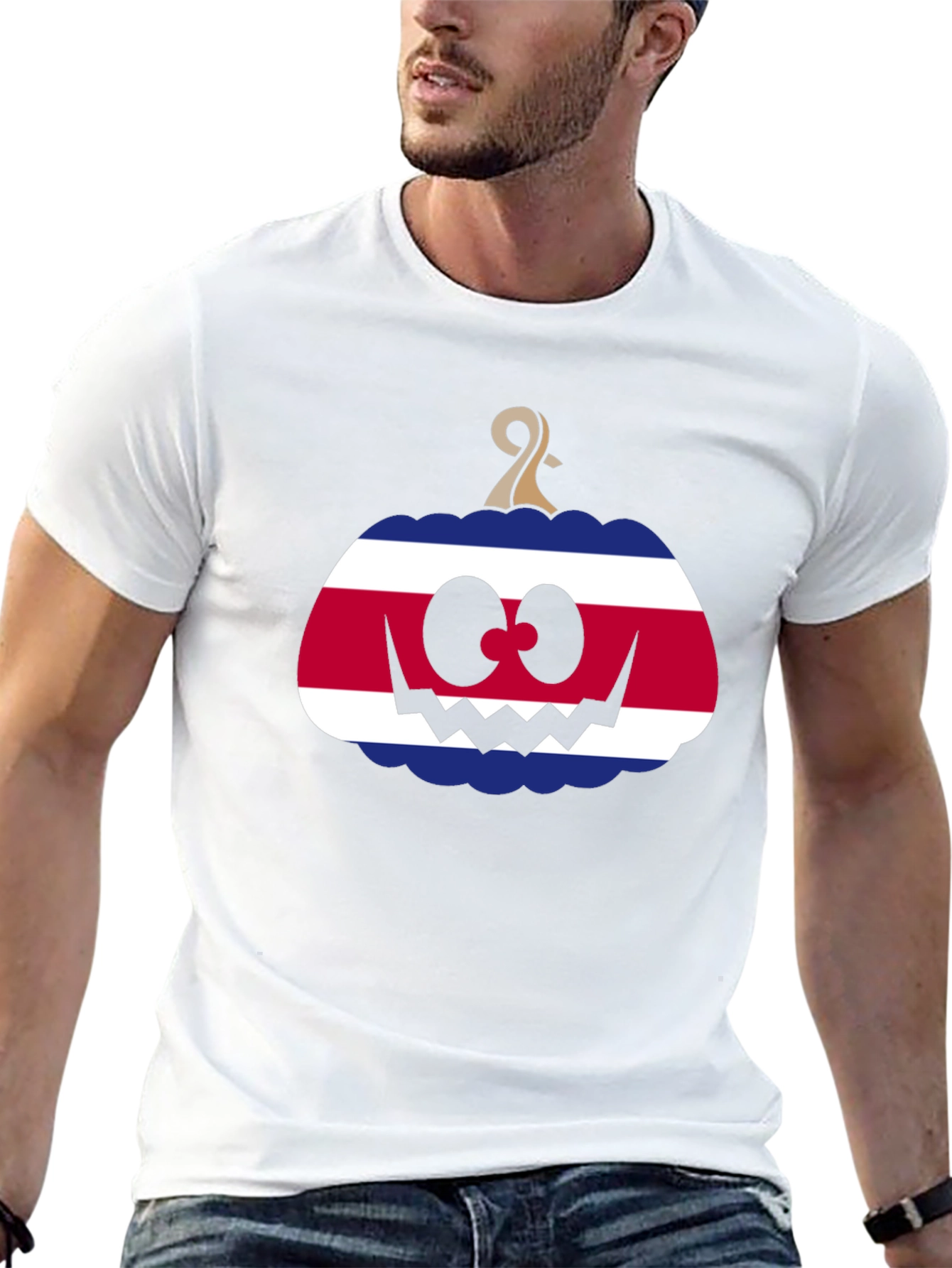 Costa Rica Flag Pumpkin Halloween T-Shirt