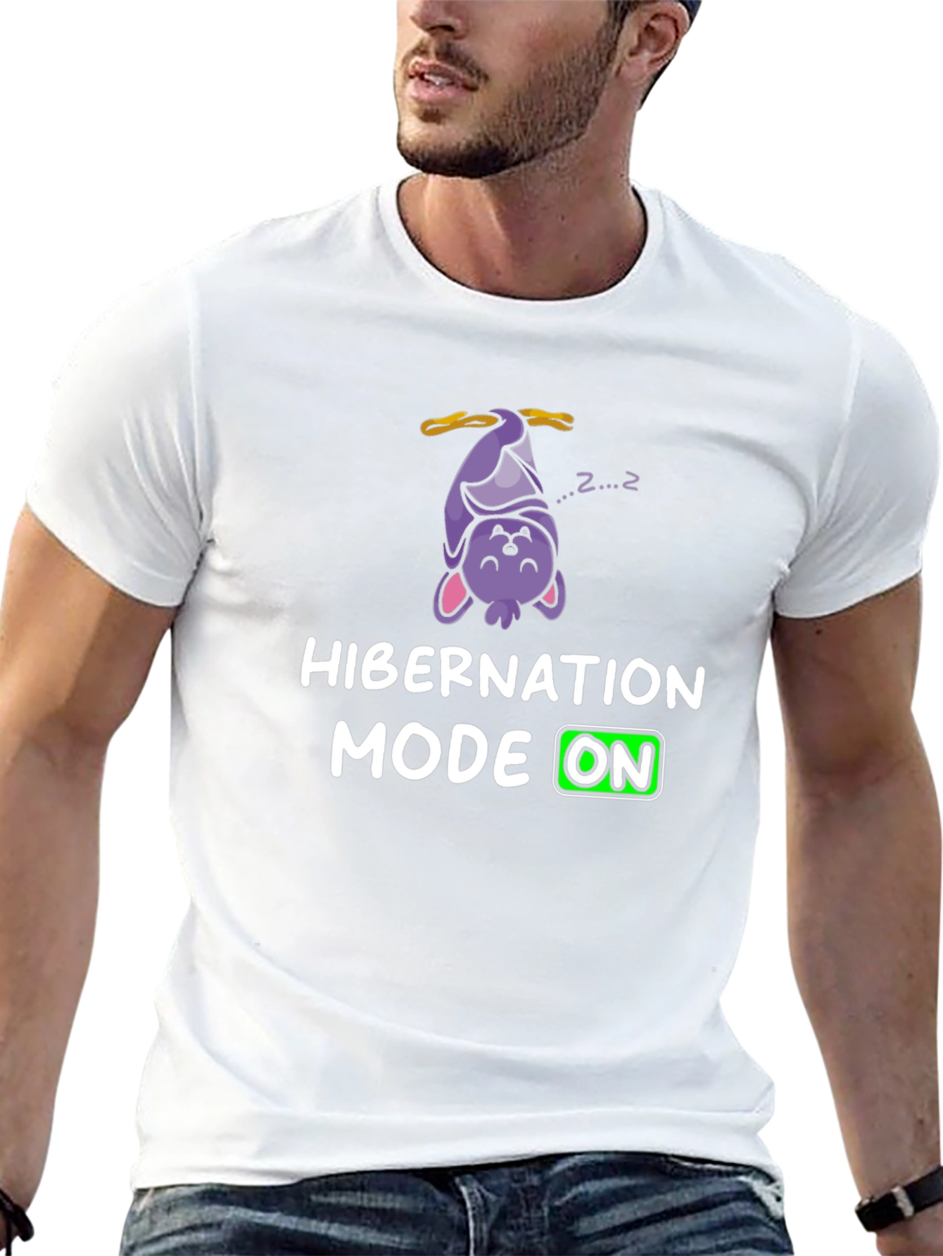 Hibernation Mode On T-Shirt Funny Sleeping Bat Tee