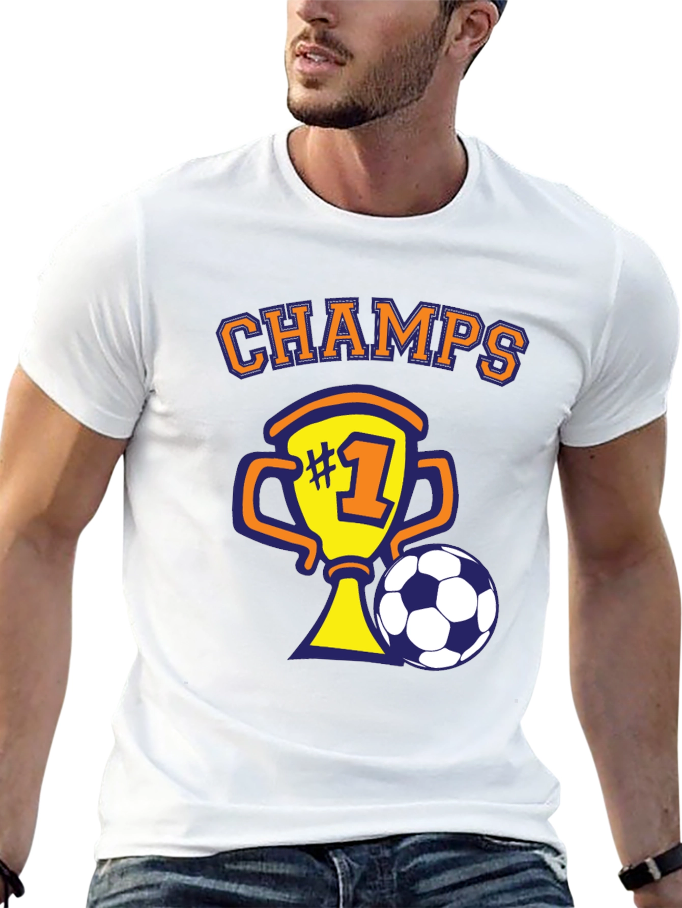 Soccer Champs T-Shirt - Number One Trophy Design