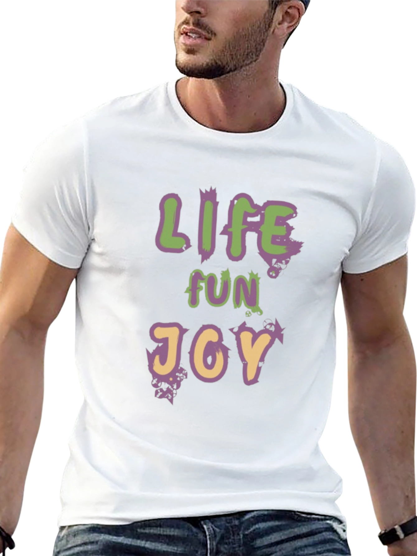 Life Fun Joy Graphic Tee - Black Casual T-Shirt