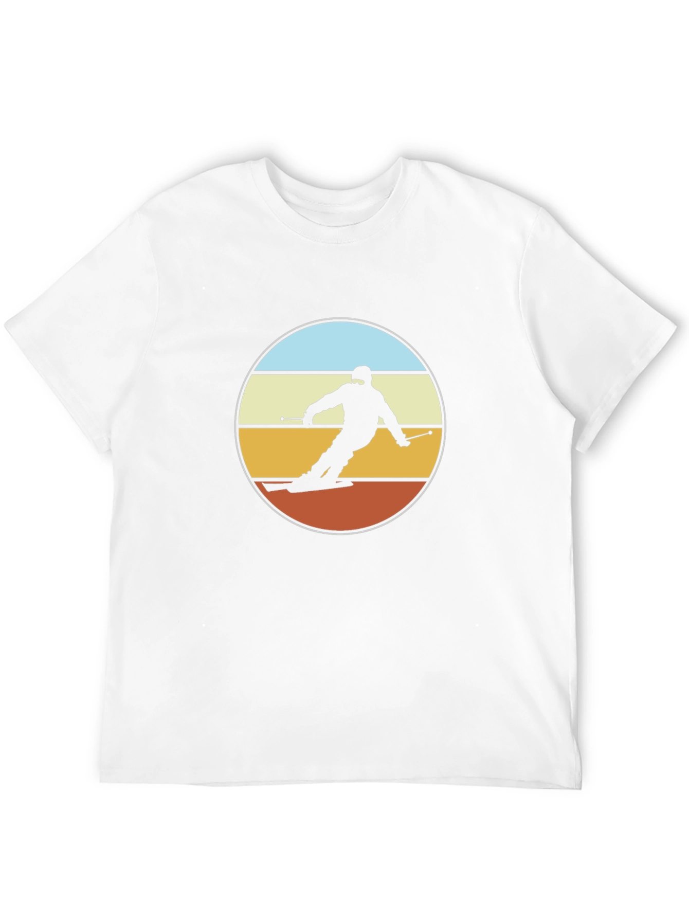 Retro Skier Graphic Tee - Black Cotton T-Shirt