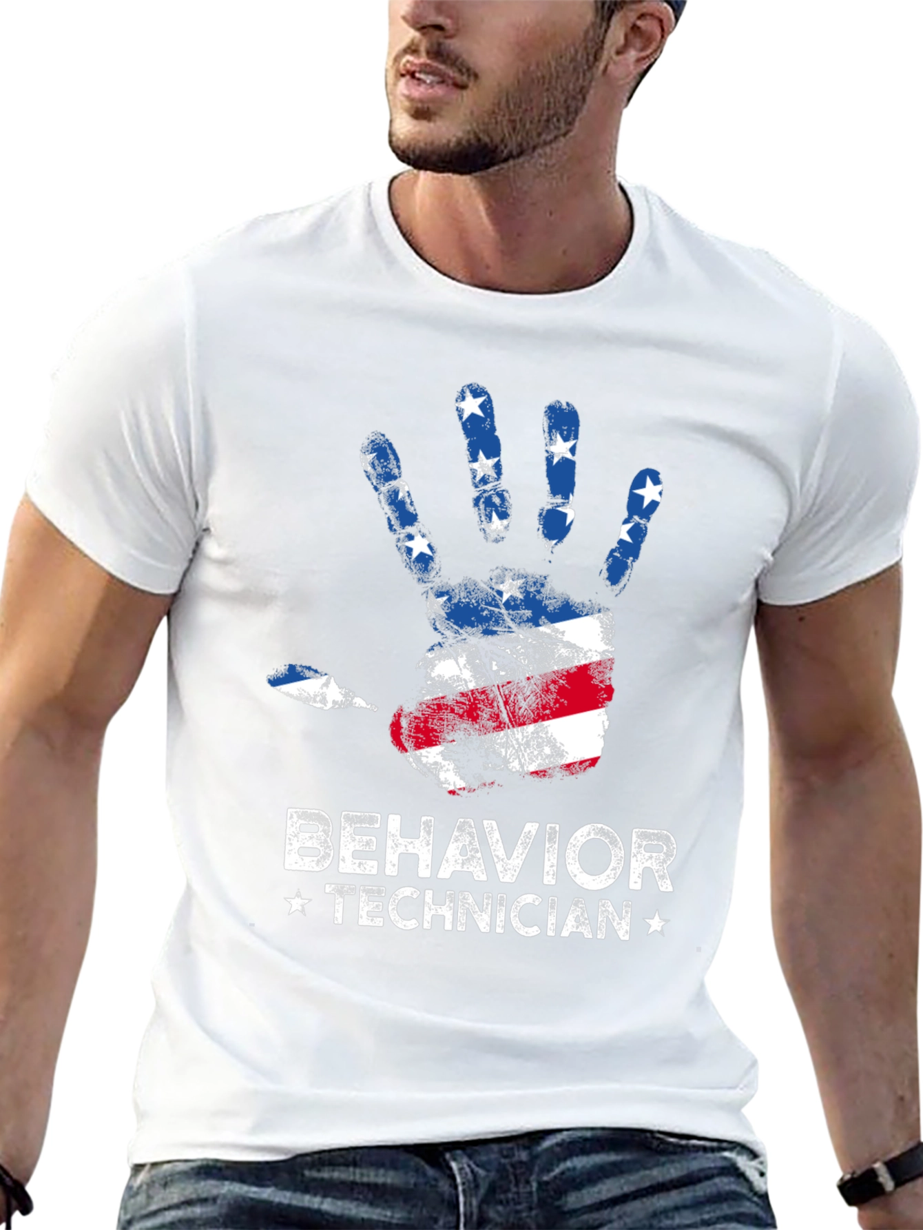 Behavior Technician American Flag Hand T-Shirt
