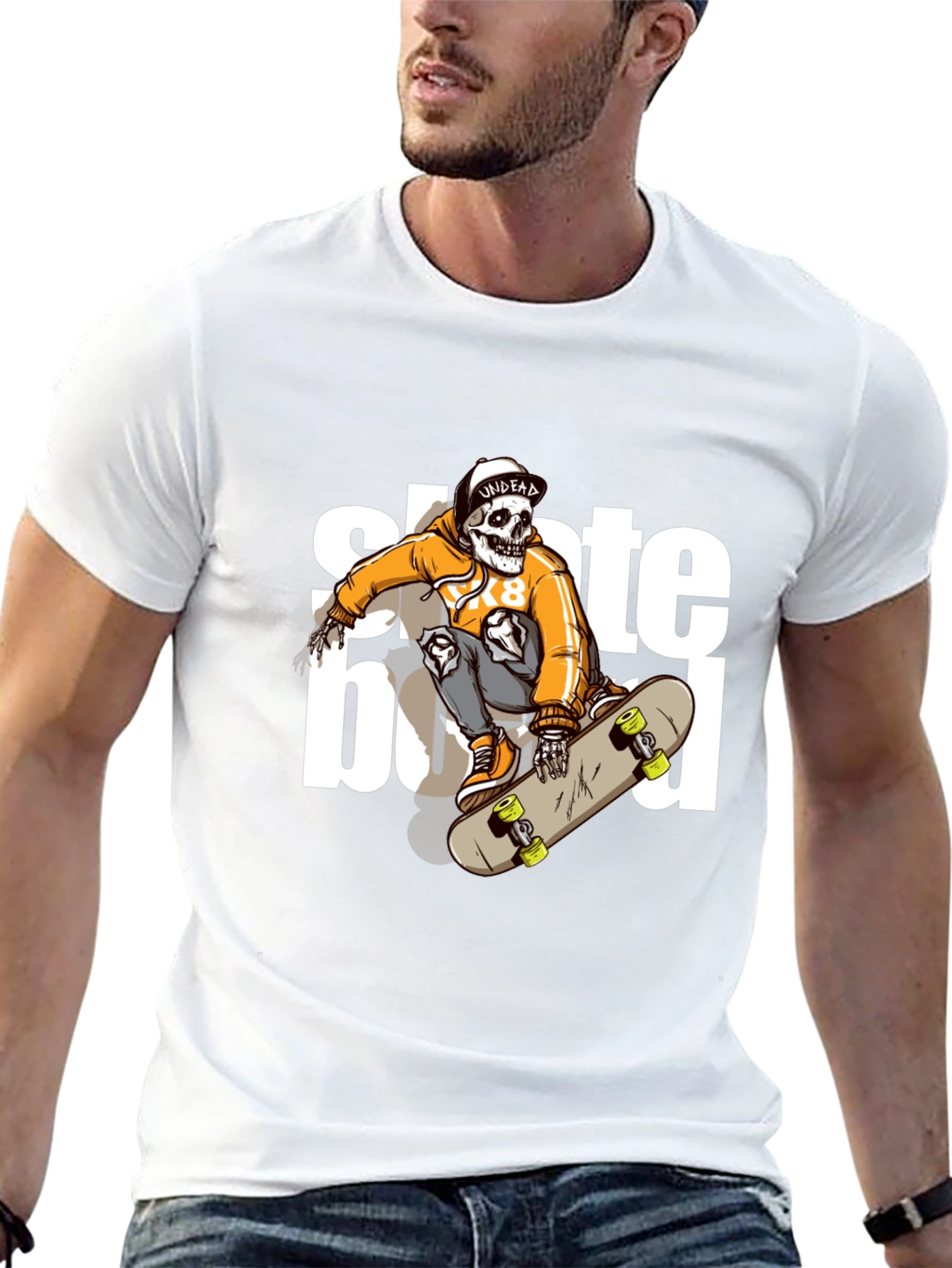 Skateboarding Skeleton Graphic Tee - Cool & Edgy Design